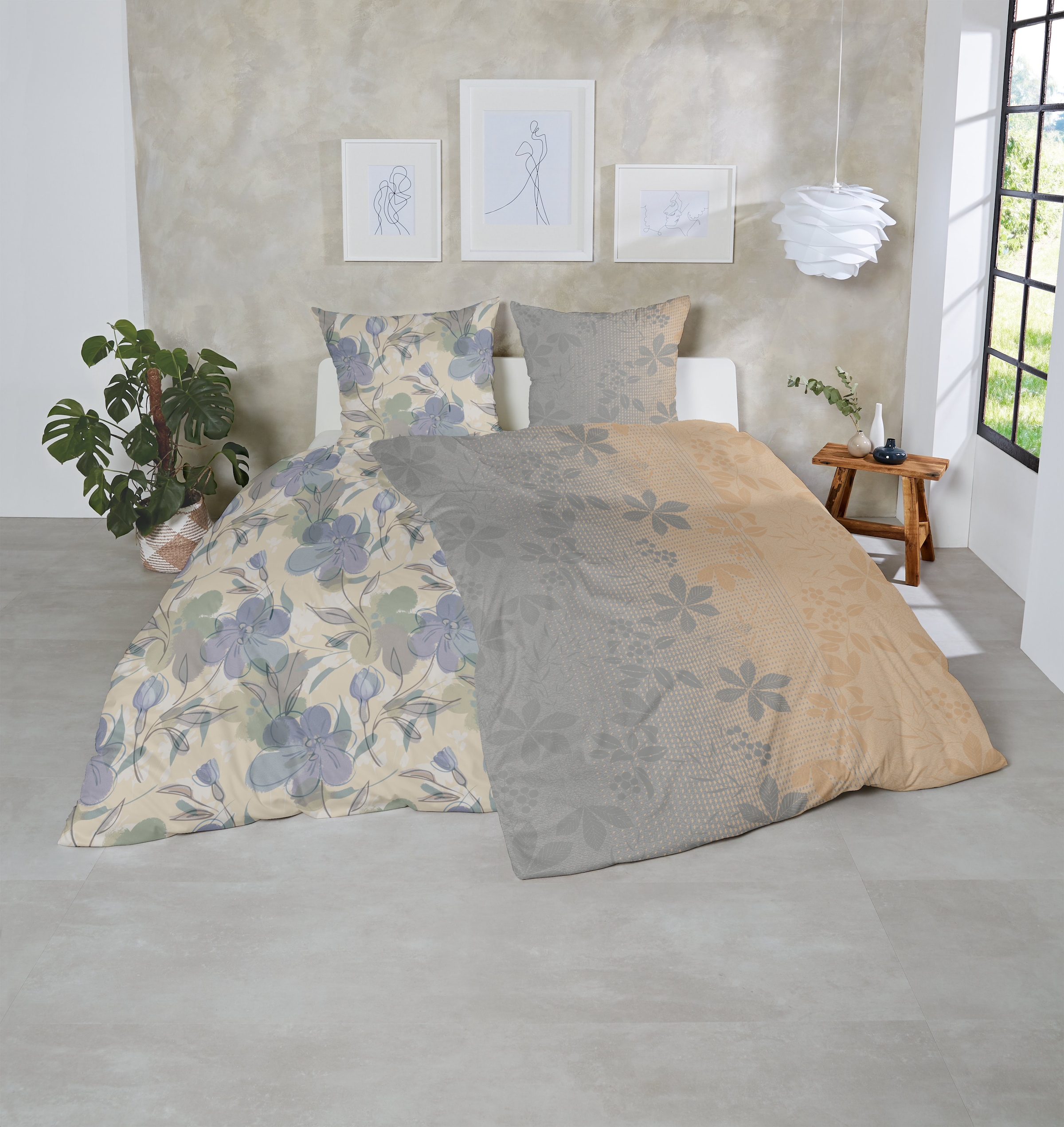 Primera Linge de lit »Feinbiber-Bettwäsche Maple« 2 cuis à motif floral
