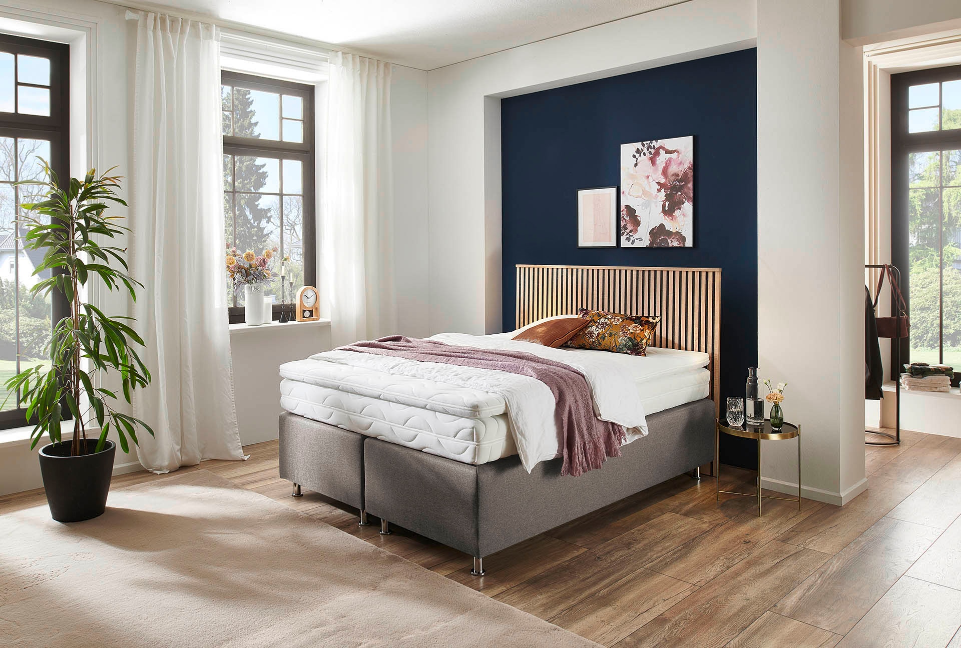 Westfalia Schlafkomfort Boxspringbett »Quercus«, wahlweise mit LED-Beluchtung, 3 Matratzenarten zur Auswahl
