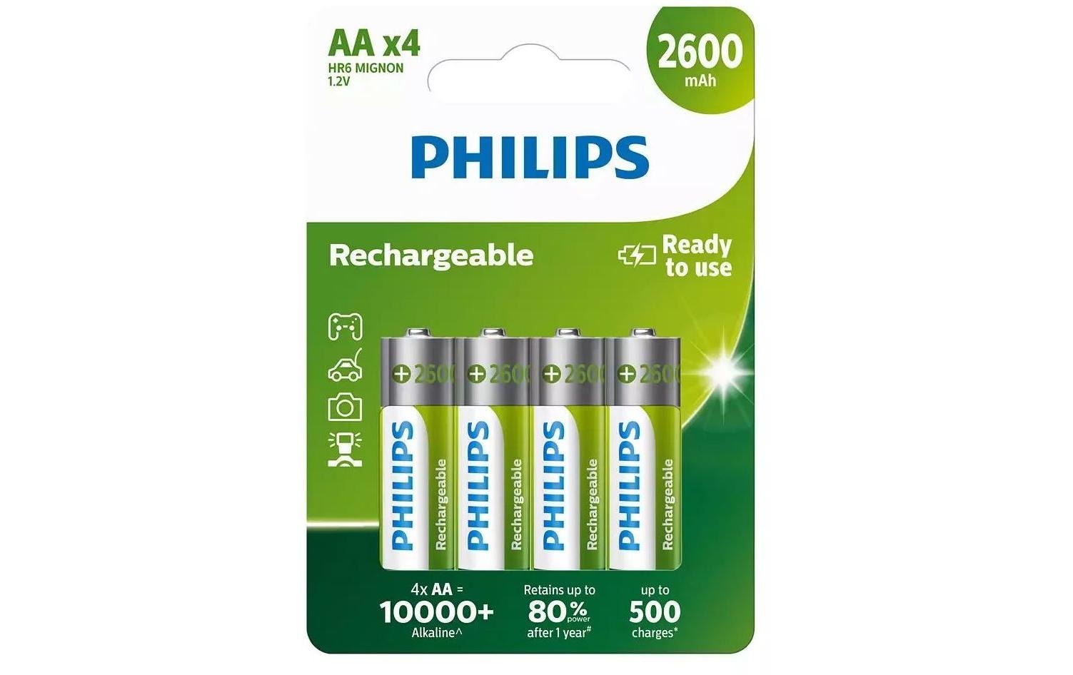 Philips Akku »Akku Rechargeable AA 4 Stück«, 2600 mAh