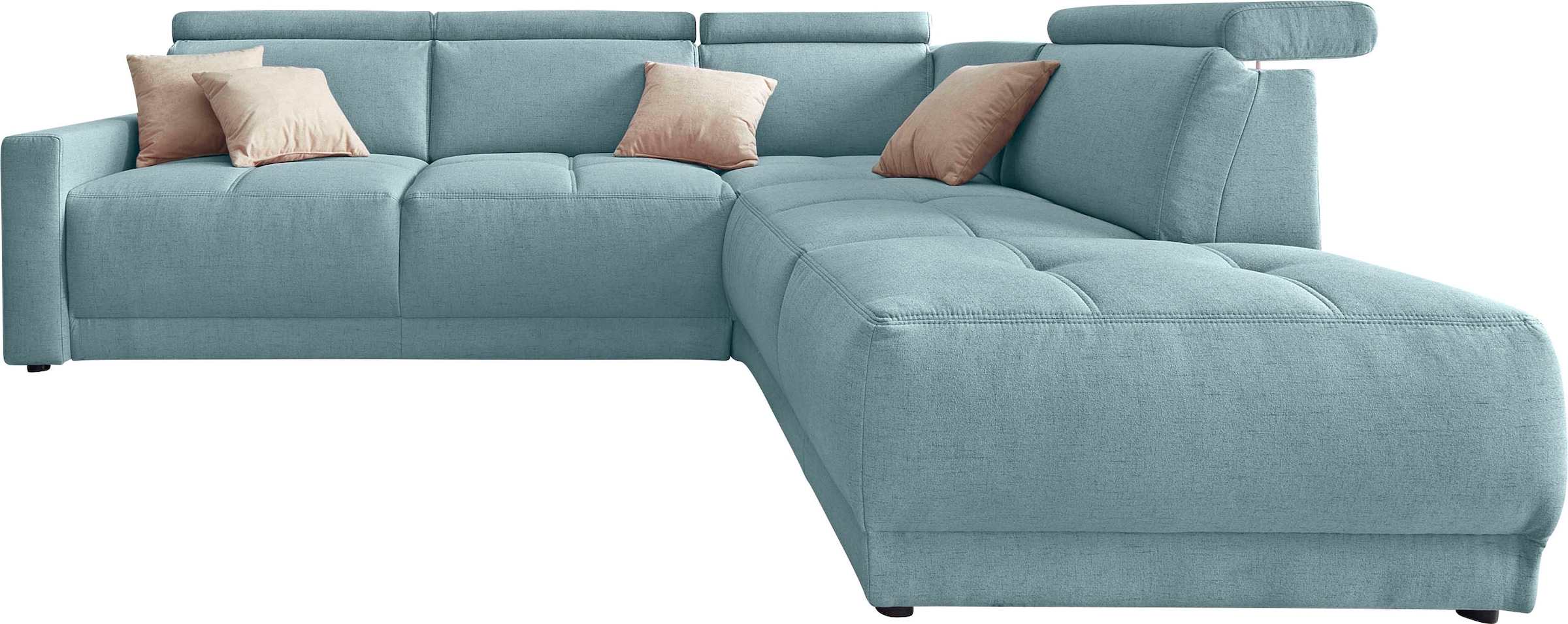 DOMO collection Ecksofa »Ava, moderne Sitzheftung mit toller Doppelnaht, komfortabel, L-Form«, mit Ottomane, inkl. Federkern, wahlweise mit Kopfteilverstellungen