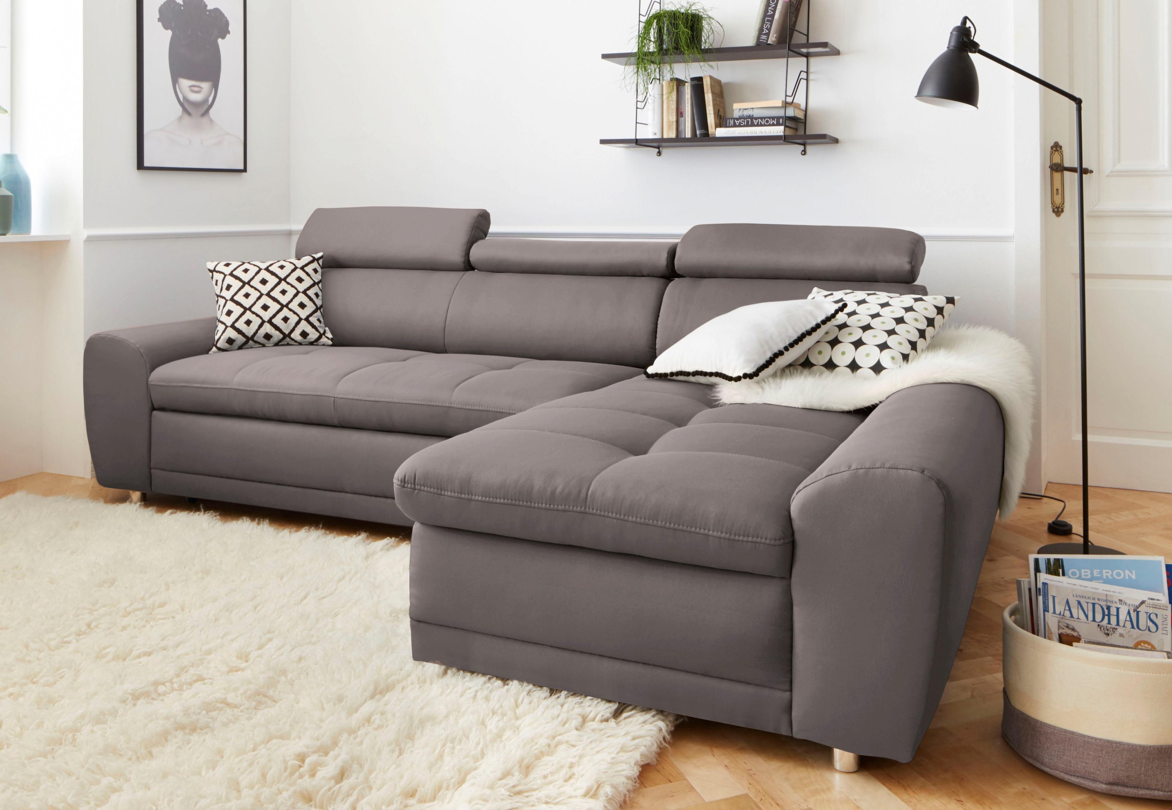 sit&more Ecksofa »Riva L-Form« inklusive Kopteilverstellung, wahlweise mit Bettfunktion