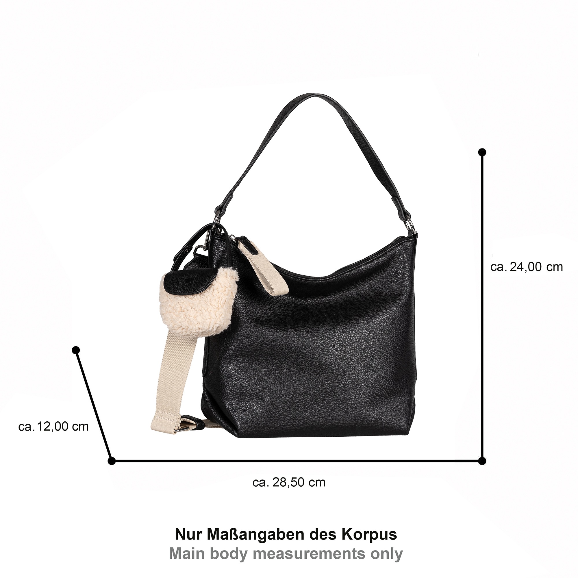 TOM TAILOR Hobo »Fania« Damen Schultertasche, mit Fellimitat-Anhänger
