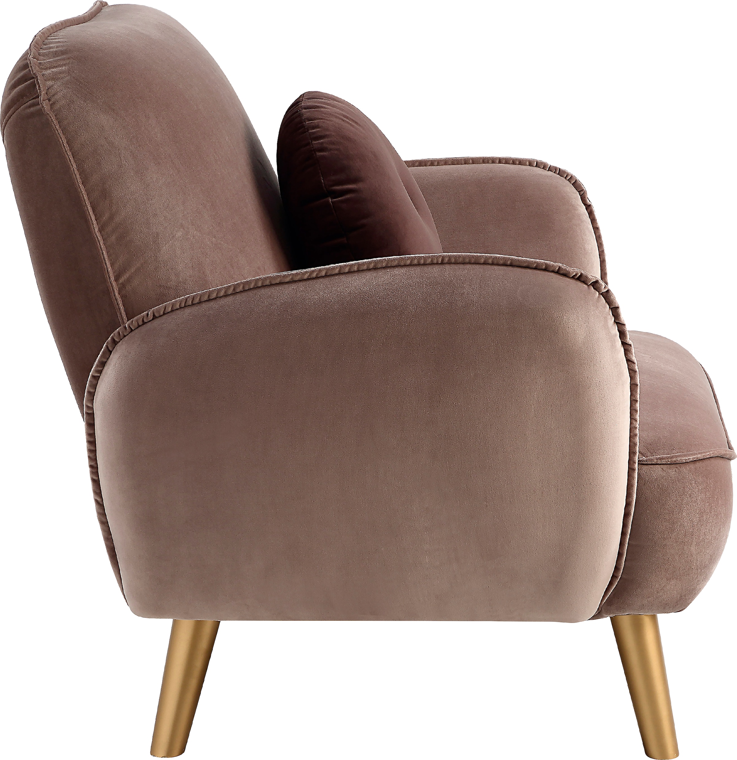 ATLANTIC home collection Sessel »Ben«, mit Welleunterfederung, inkl. Dekokissen und goldfarbenene Massivholzfüsse