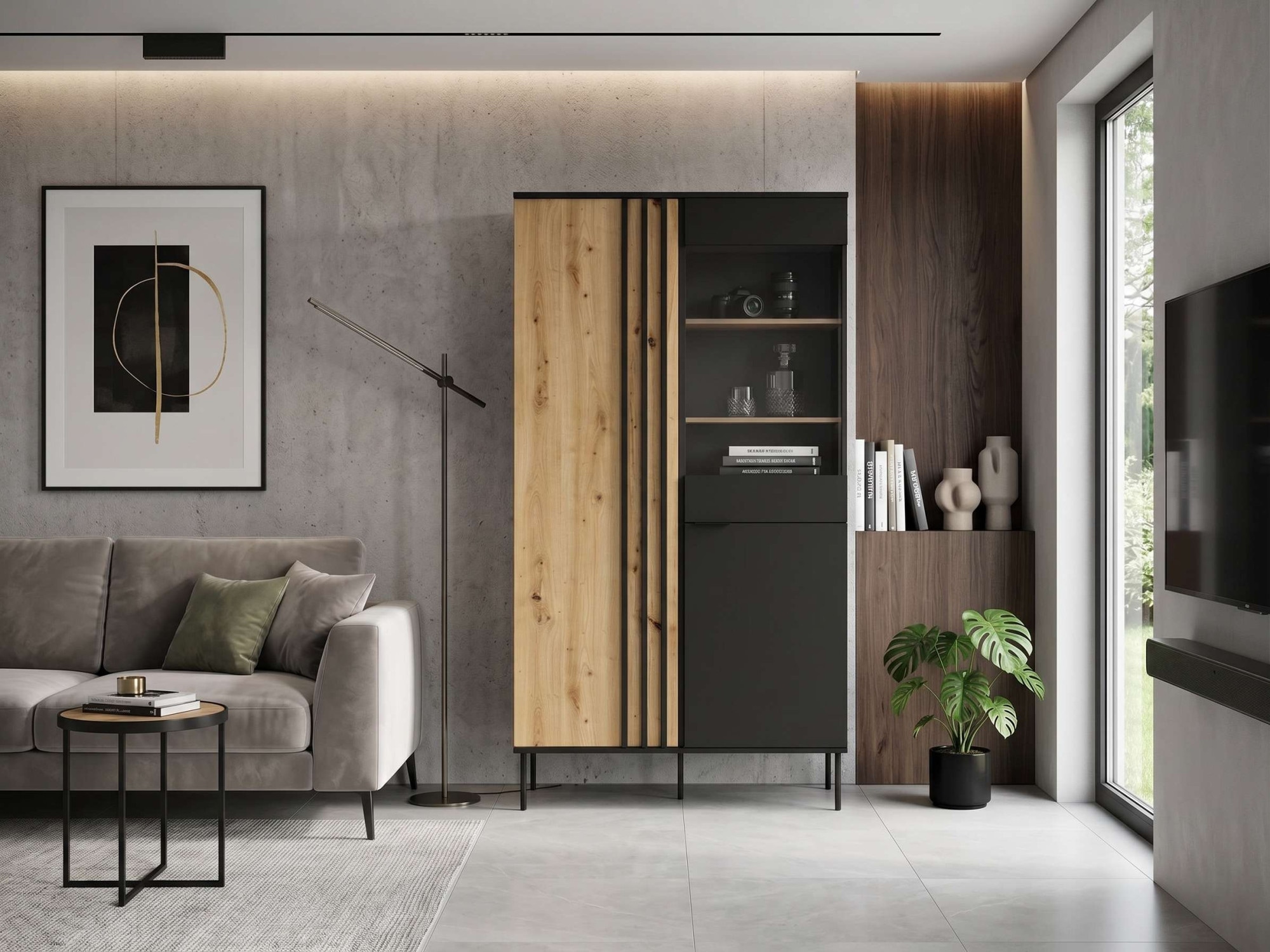 GOODproduct Vitrine »AELLOR Vitrineschrank mit/ohne Beleuchtung, verglast, viel Stauraum« Standvitrine/Glasvitrine mit 2 Türen, 8 Einlegeböden, matt Hochschrank