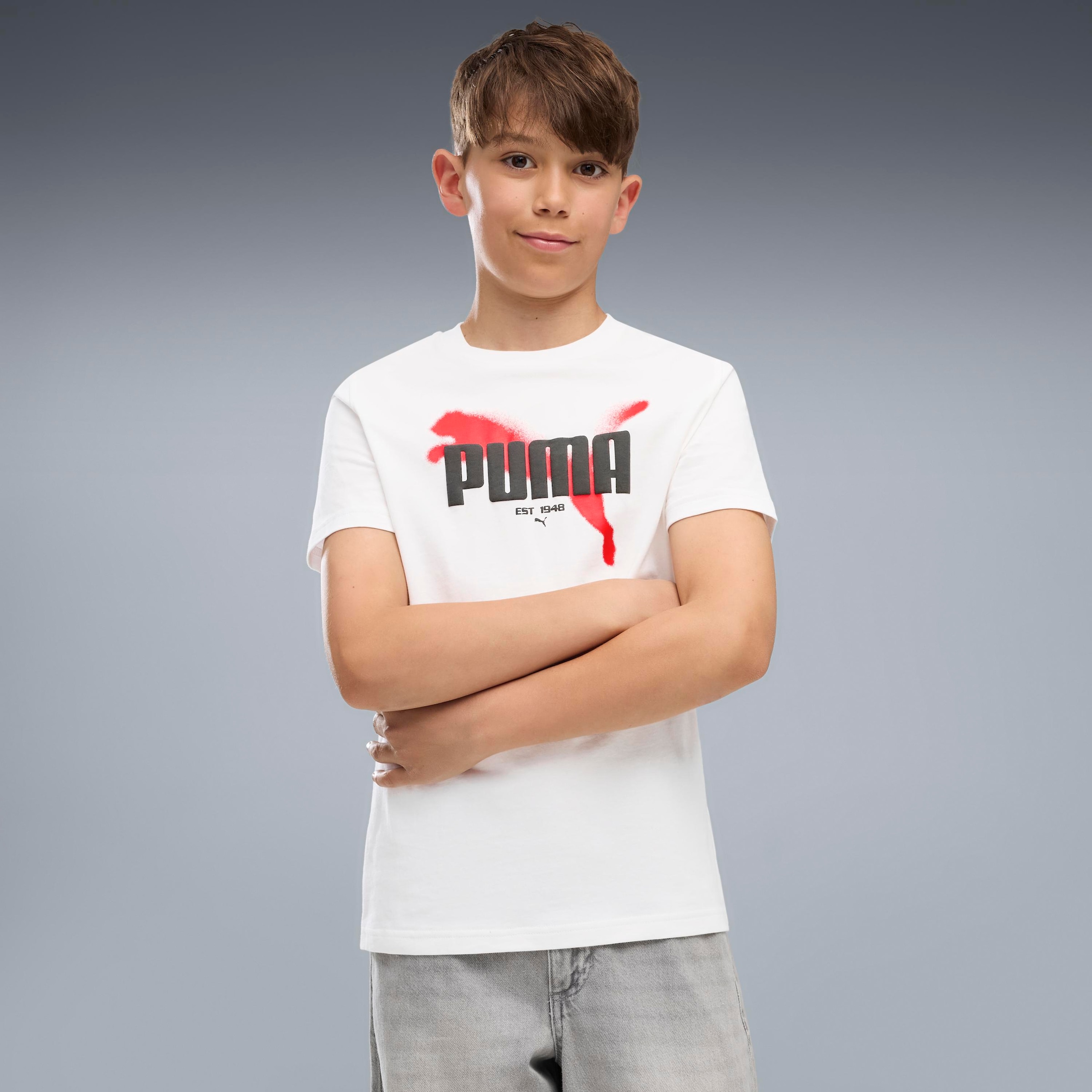 Image of PUMA T-Shirt "GRAPHIC TEE B" Regular Fit, Kurzarm, sportlicher Stil, für Jugendliche