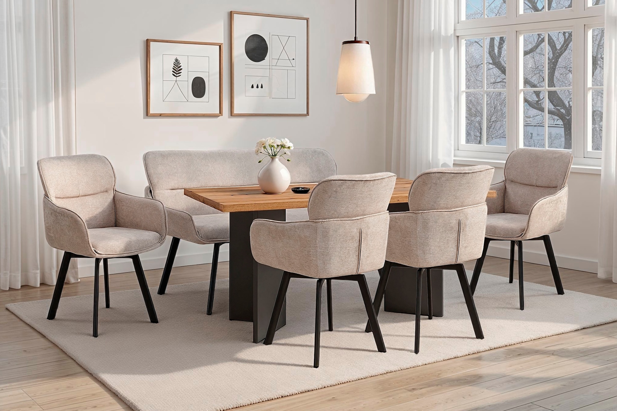 byLIVING Banc »Rico« 1 cuis tlg. gemütliche Esszimmerbank in 140 oder 160cm, hochwertiger Stoffbezug