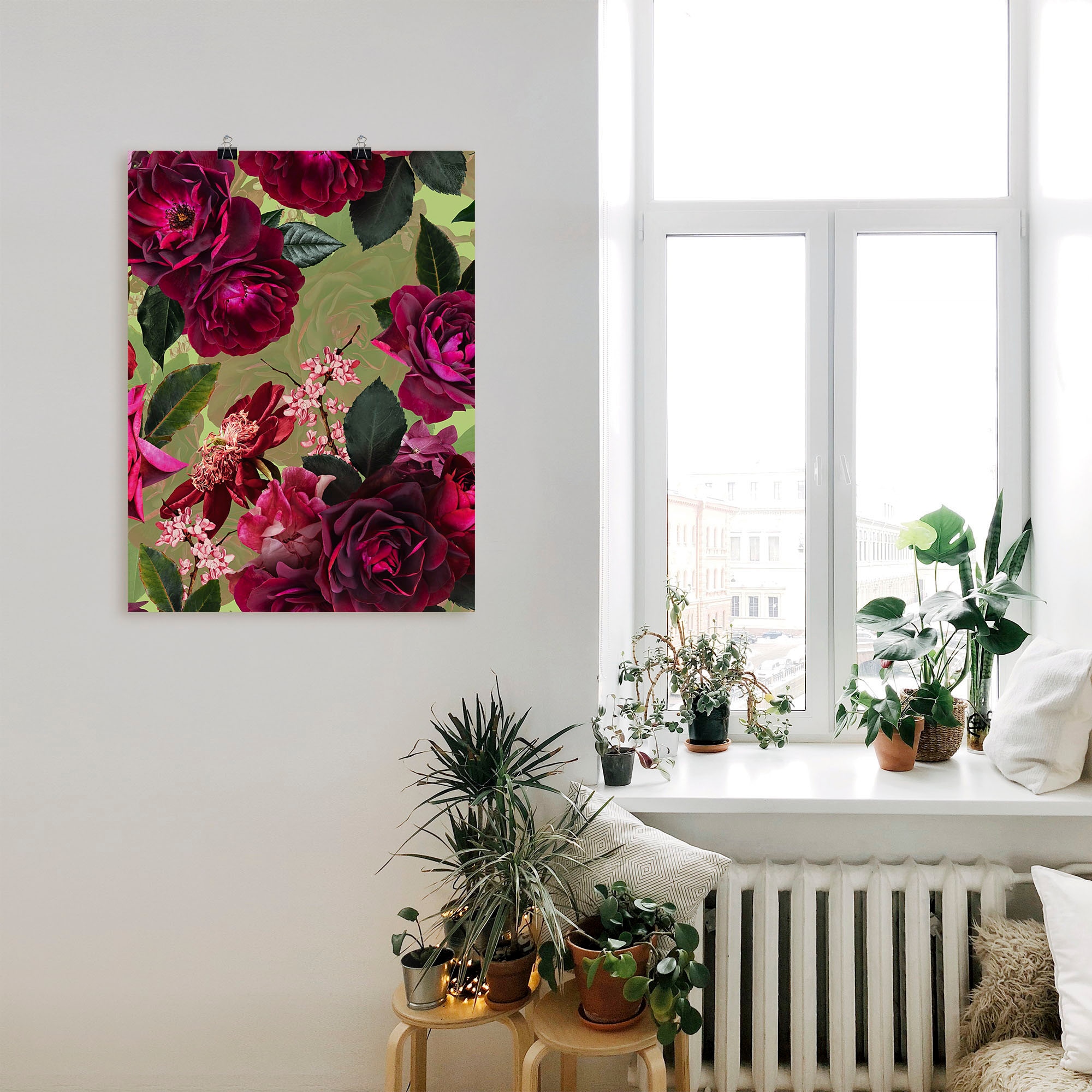 Artland Wandbild »Dunkle Rosen St.), Grössen (1 Poster Alubild, Blumenbilder, oder versch. Grün«, in kaufen als Wandaufkleber auf Leinwandbild