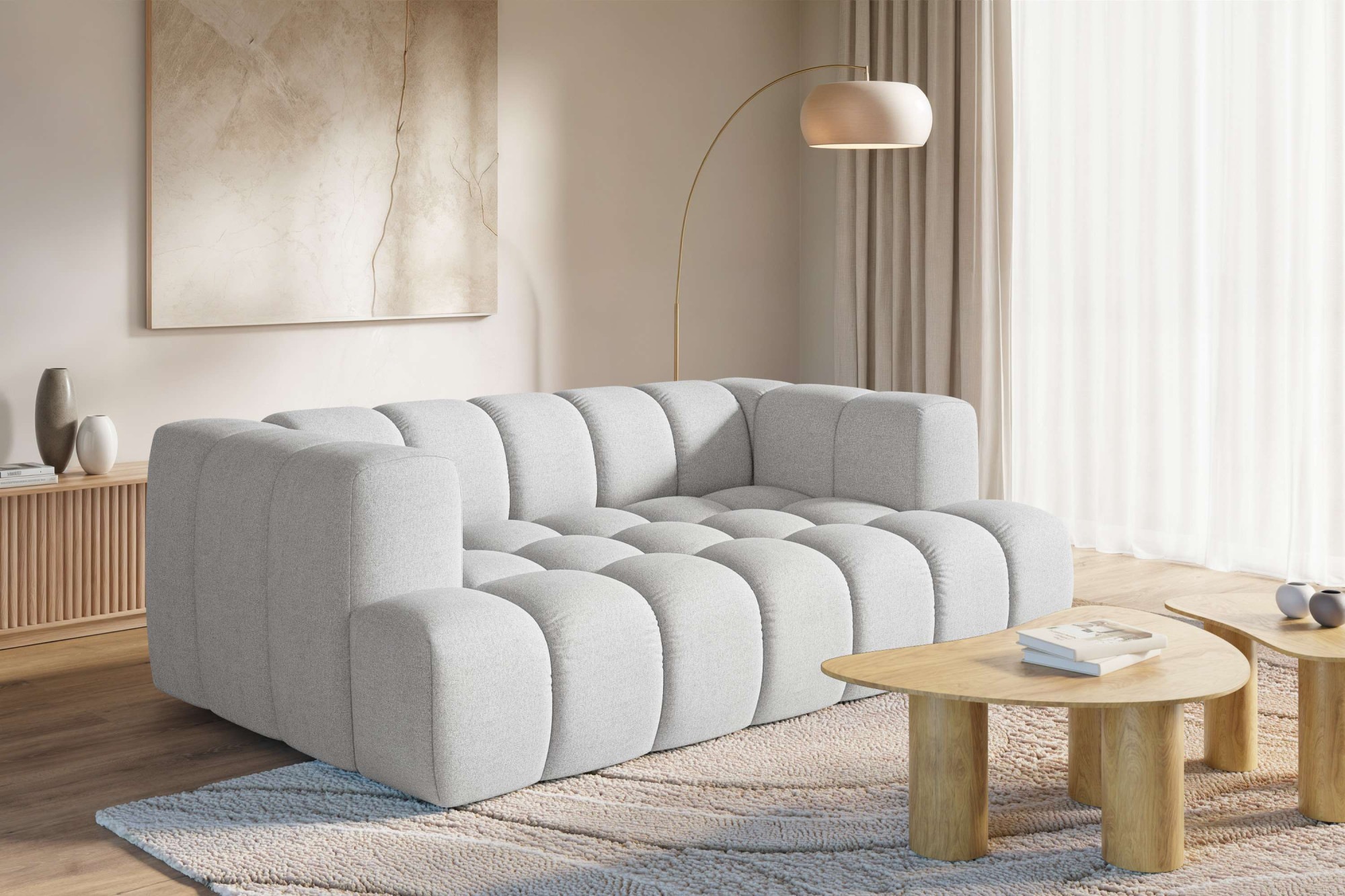 Image of homsy by Ana Johnson 3-Sitzer ""XL" BOUBELLE Design-Sofa extra tief, Bubble-Optik, Breite 217 cm" hoher Sitzkomfort dank Wellenunterfederung, XL Sitztiefe 100 cm