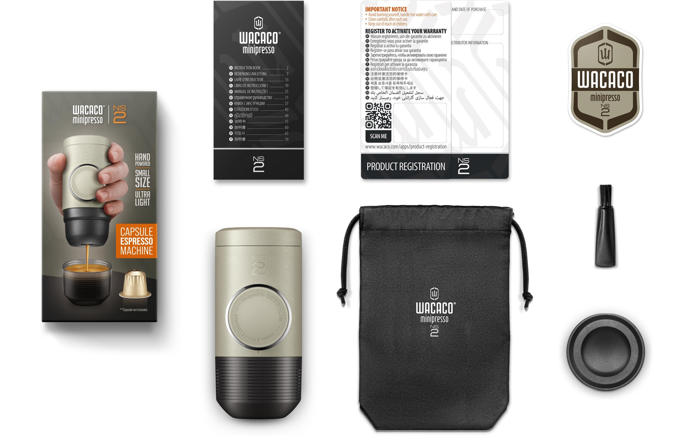 Wacaco Reisekaffeemaschine »Minipresso NS2 Nespresso Kapseln« Material: Edelstahl, Silikon