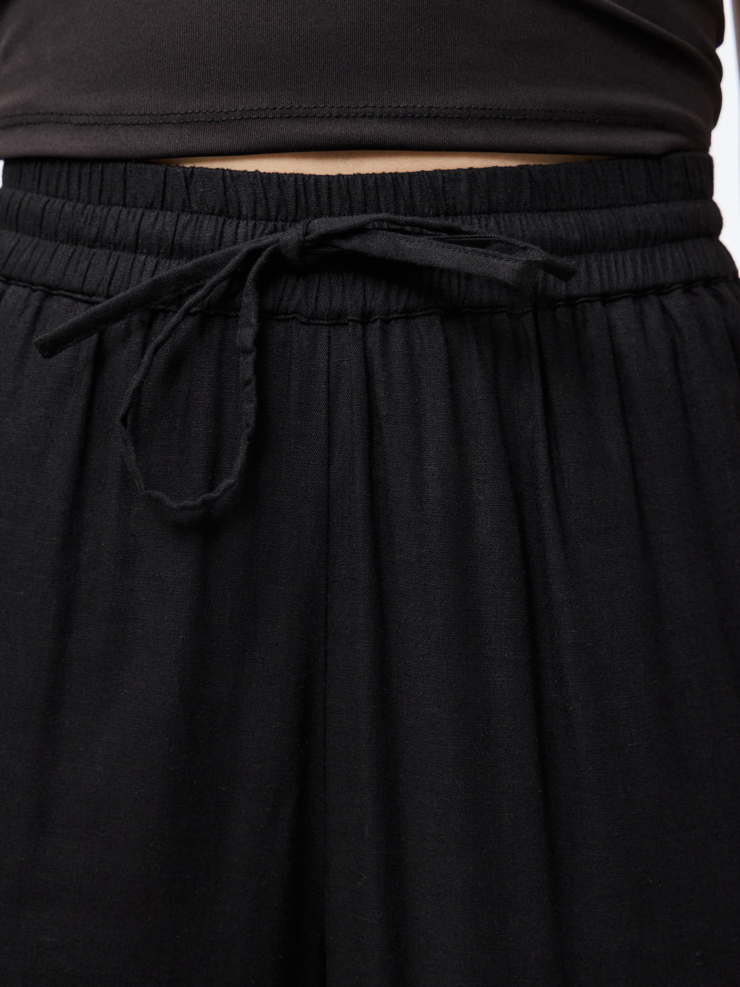 pieces Schlupfhose »PCPIA HW WIDE PANTS WVN NOOS«, mit Leinen
