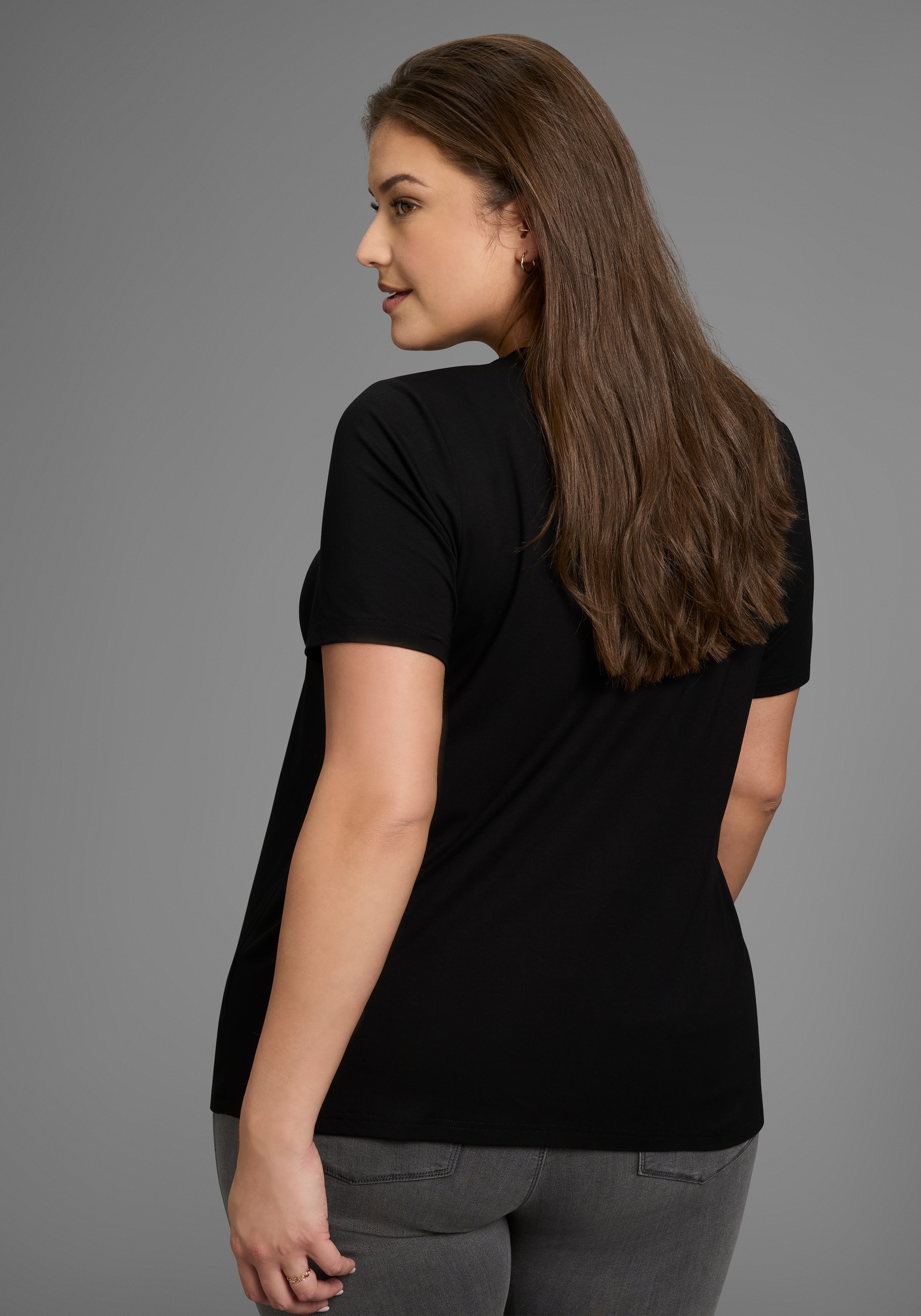 Laura Scott CURVE T-Shirt, mit V-Ausschnitt aus fliessender Viskose - GROSSE GRÖSSE