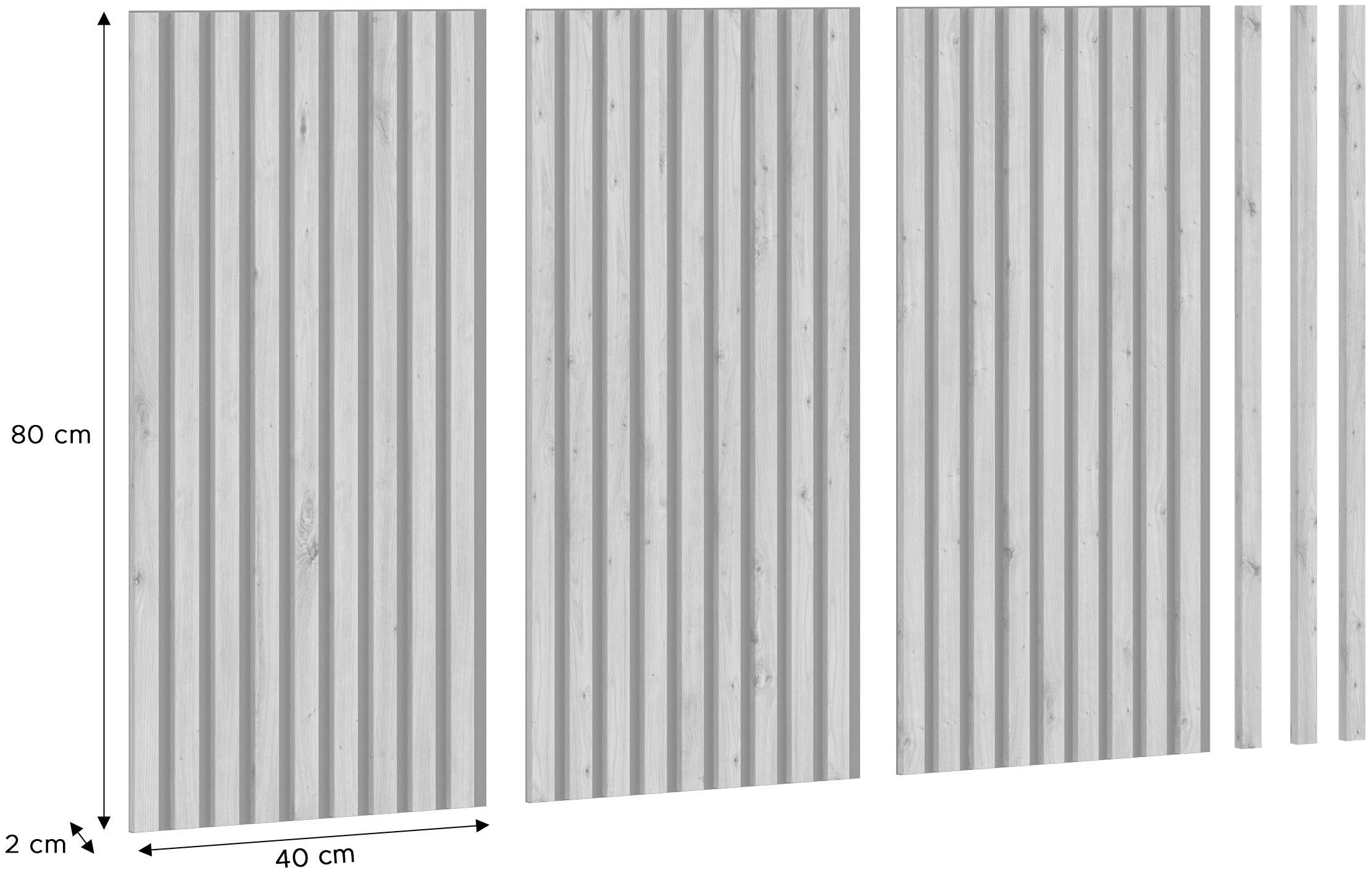 INOSIGN Wandpaneel »Silencio, 3er Set, je 40 x 80 cm, inkl. 3 Abschlussleisten«, (3 tlg.), Akustikpaneel, Paneel, Lamellenwand