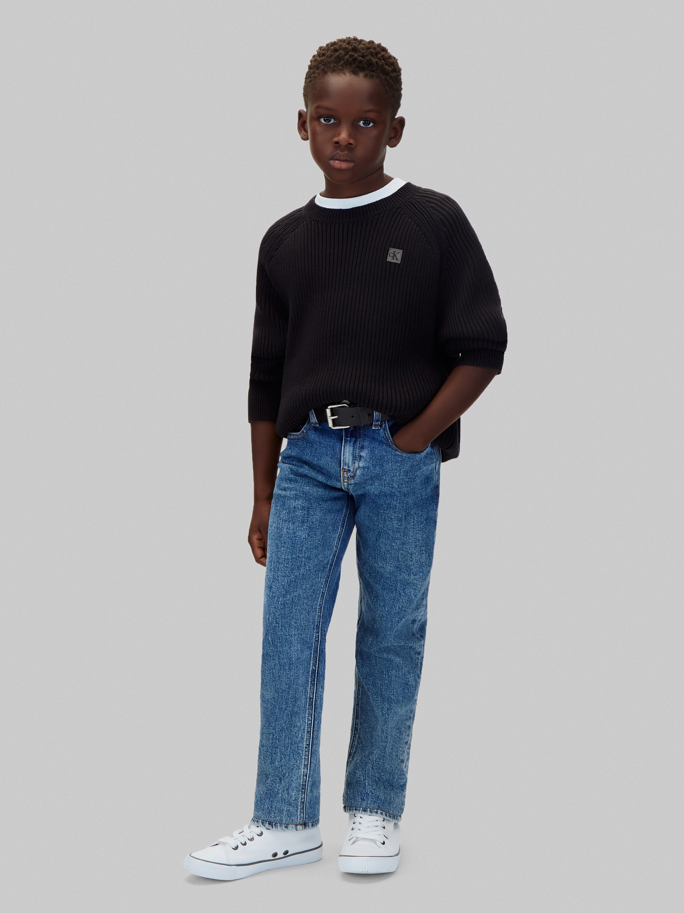 Calvin Klein Jeans Pull en tricot Manches raglan, coupe régulière, coton pur