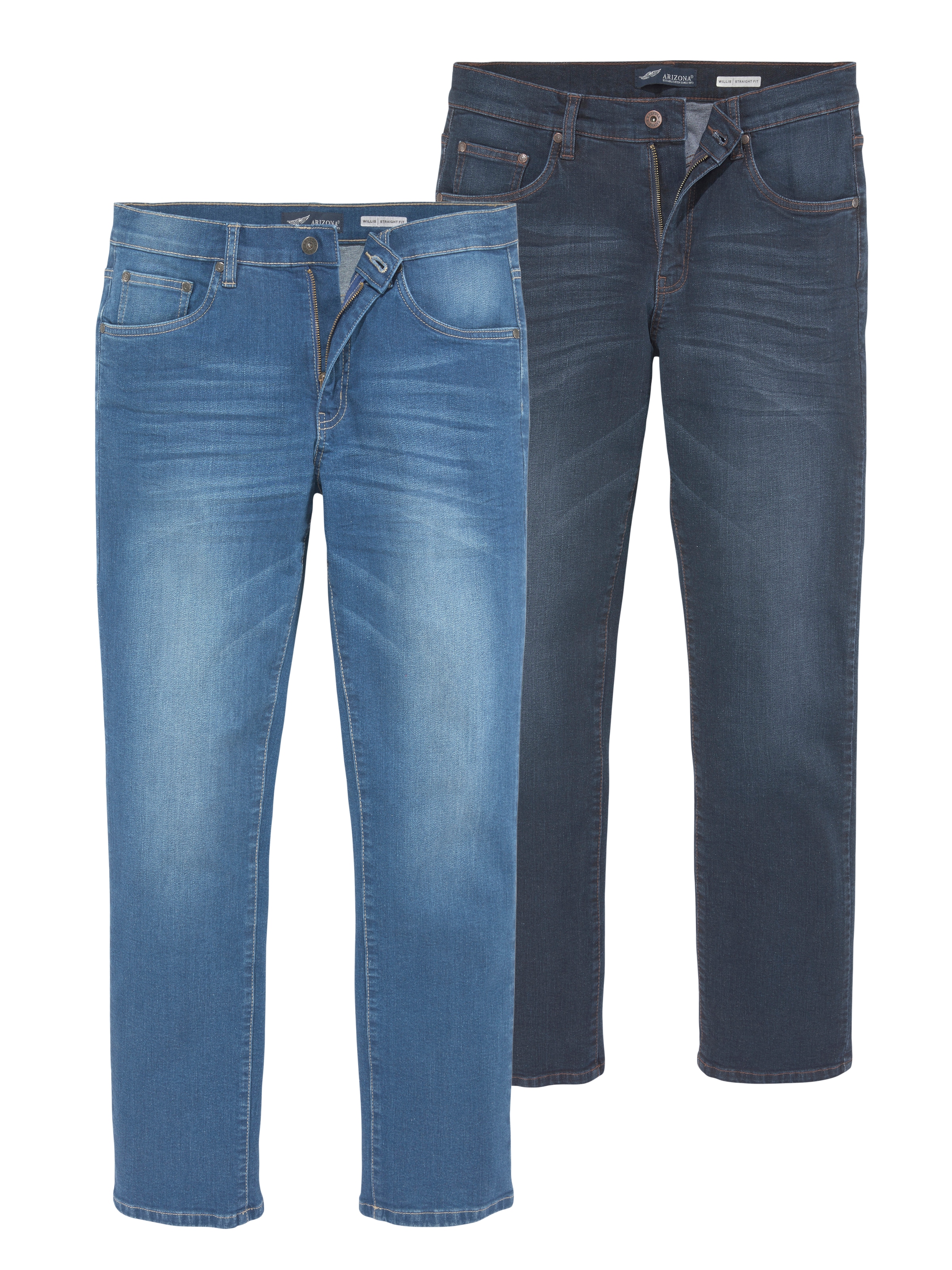 Image of Arizona Stretch-Jeans "Willis" Packung, 2 Stk. straight-fit, lange Beine, mit Nieten, niedrige Leibhöhe