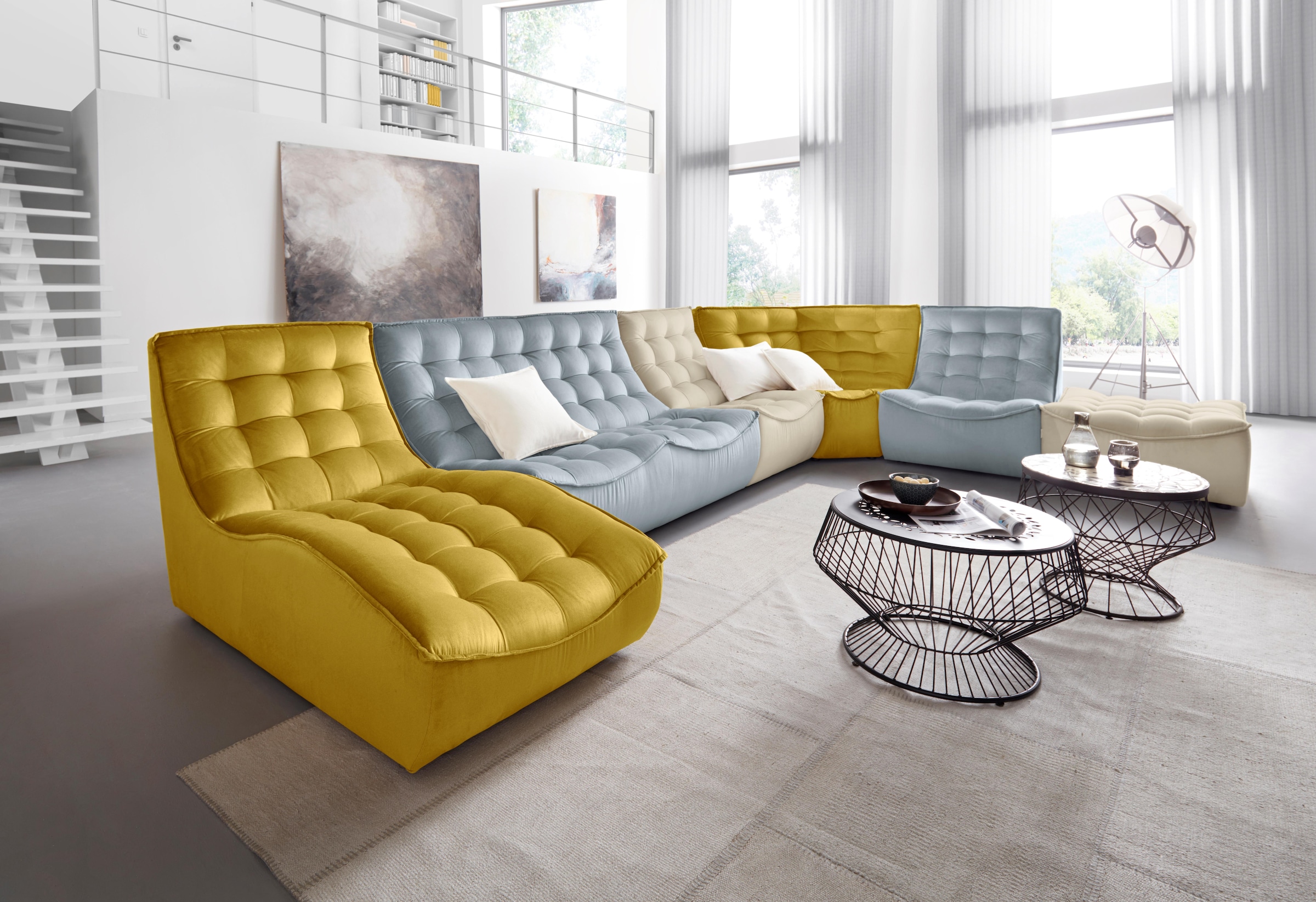 CALIA ITALIA Hocker »Banjo, Designhocker in toller Optik und erstklassigem Sitzkomfort,«, in Kombination mit den passenden Modulen ein Blickfang im Wohnzimmer