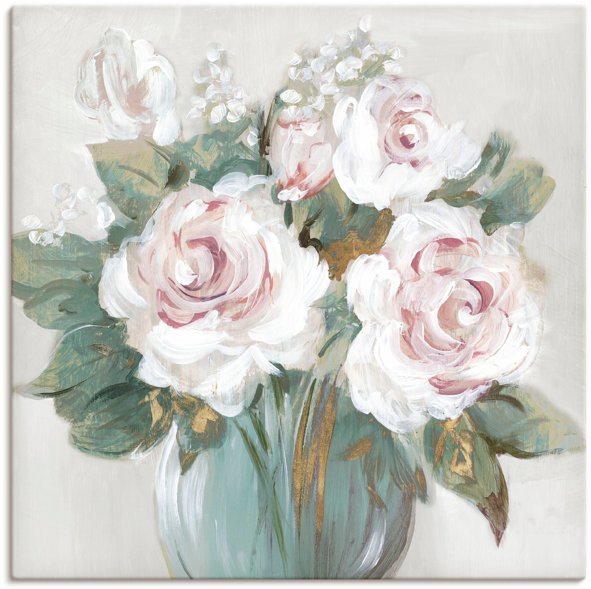Image of Artland Leinwandbild "Goldener Blumenstrauss" Blumenbilder 1 Stk. tlg. auf Holzrahmen gespannt