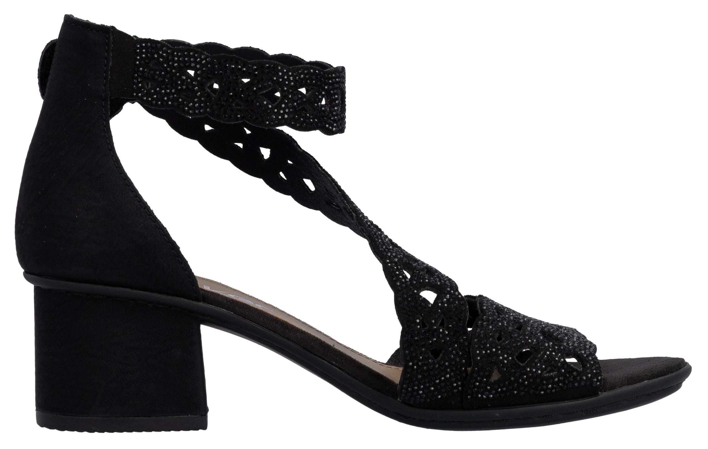 Rieker Sandales  chaussure de fête, talon bloc, avec fermeture velcro pratique