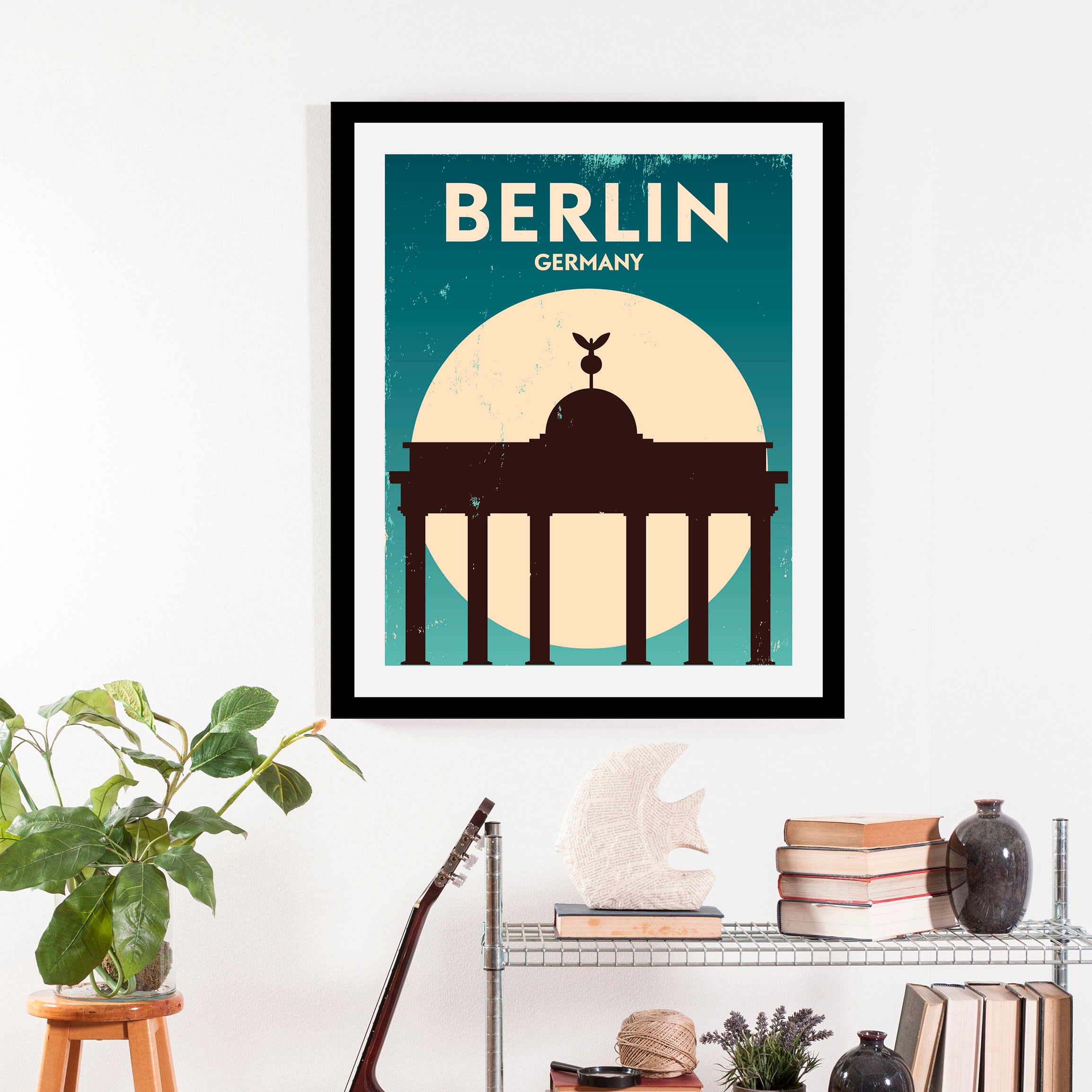 Image of queence Bild "Berlin" Berlin Deutschland Gebäude Schriftzug Sprüche & Texte Stadt 1 Stk. tlg. gerahmt