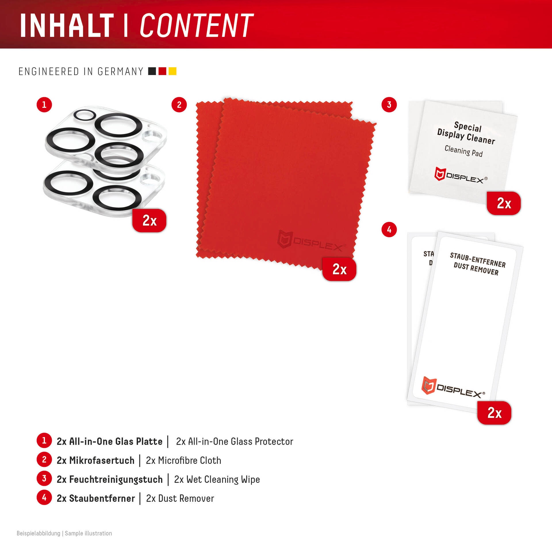 Displex Kameraschutzglas »Camera Lens Glass All-In-One Protector Full Cover« für Apple iPhone 15 Pro;Apple iPhone 15 Pro Max Packung, 2x All-In-One Glas,  Objektivschutz, Kameraschutz, kratz- & stossfest