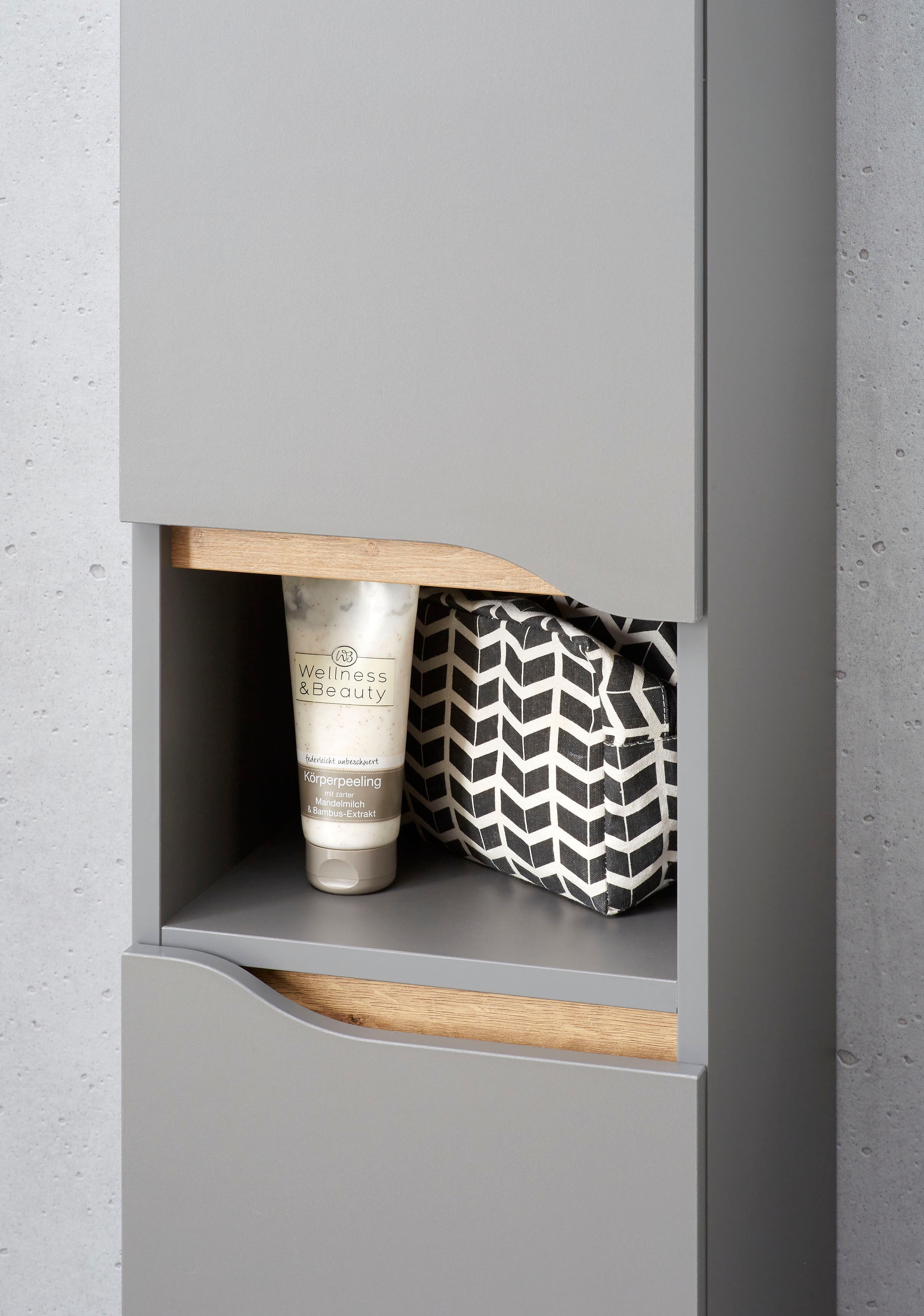 Saphir Midischrank »Quickset Badschrank 30 cm breit, 2 Türen, 1 Nische, 2 Einlegeböden« Badezimmer-Midischrank inkl. Türdämpfer, grifflos