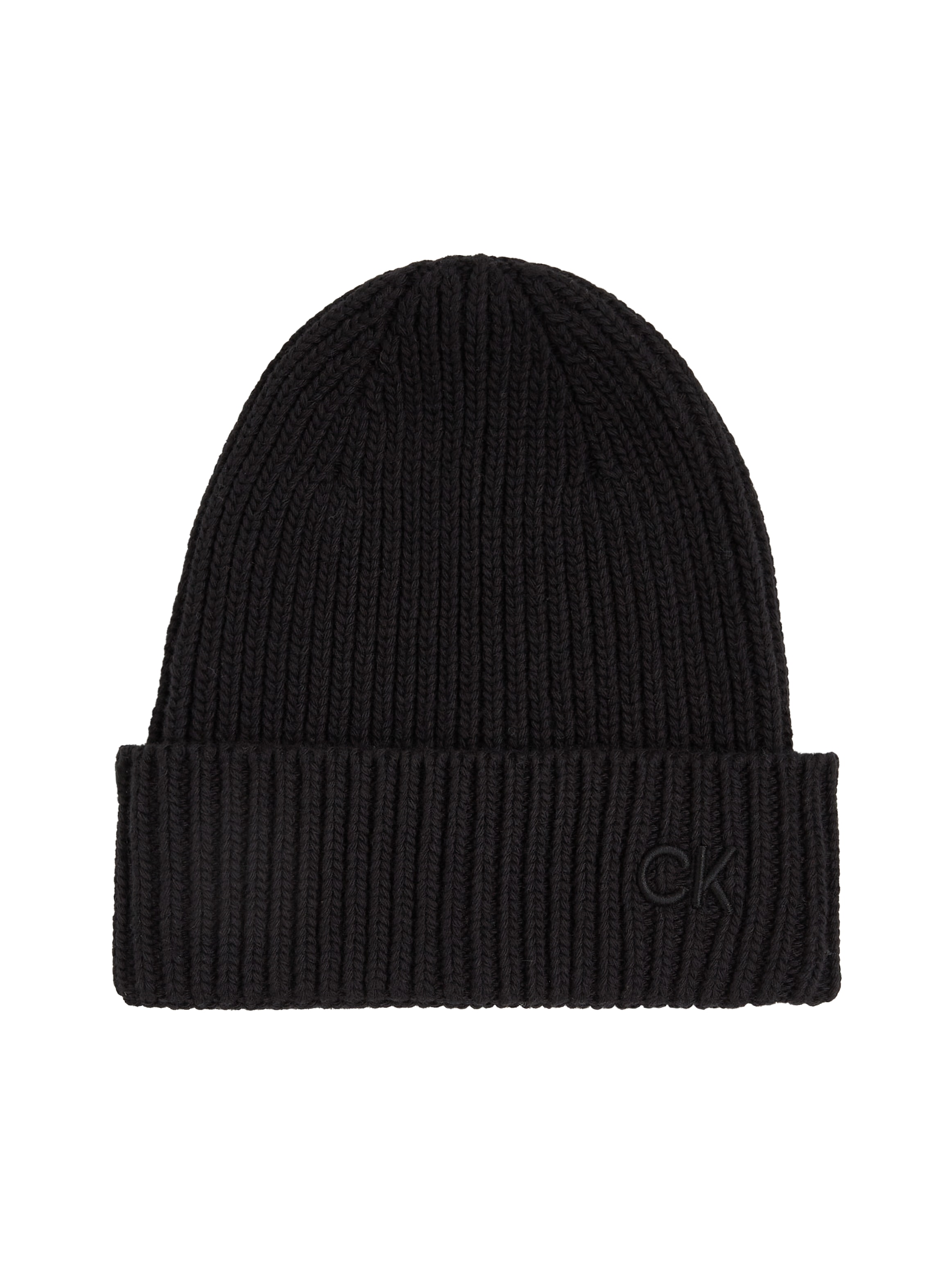 Calvin Klein Beanie »CK EMBROIDERY COTTON RIB BEANIE«, mit Logostickerei