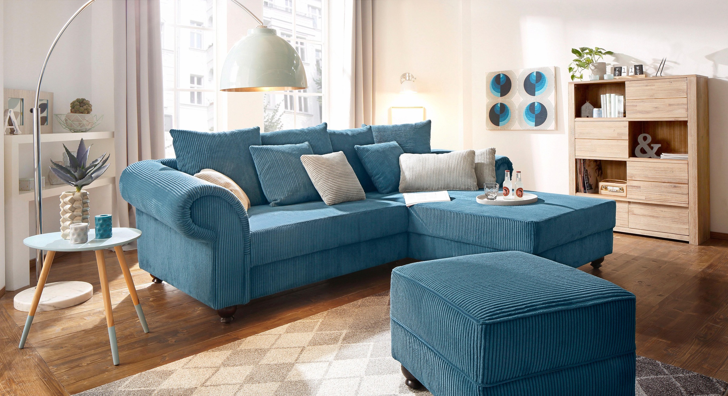 Image of Home affaire Ecksofa "King George King Henry, Mega Sofa, Breite 260cm, L-Form" mit Federkern, in legerer Polsterung und vielen Kissen