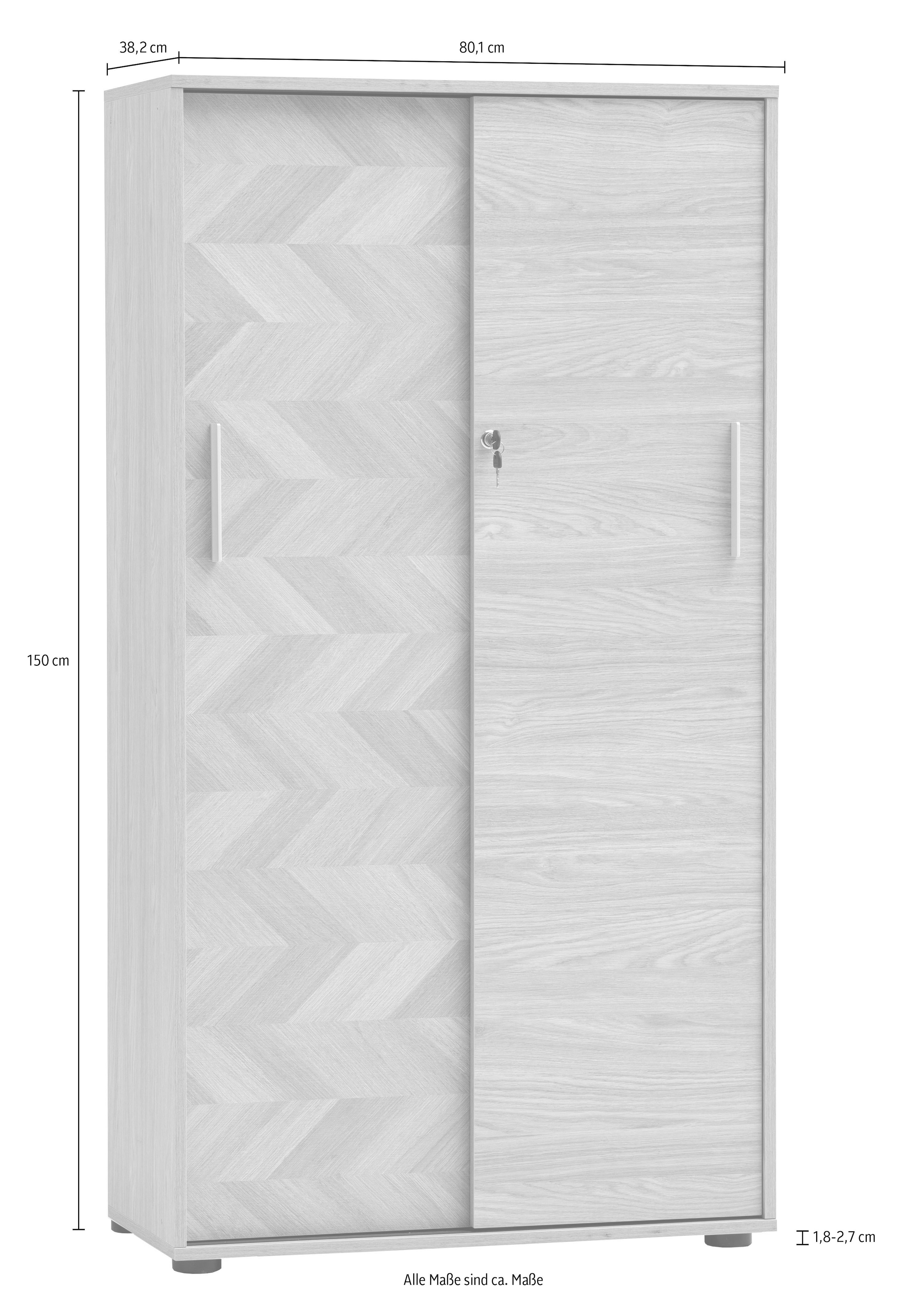 Schildmeyer Schiebetürenschrank »AREZZO, Aktenschrank abschliessbar, Höe 150 cm, MADE IN GERMANY« 1 Stk. tlg. Linke Tür in Fischgräten Dekor, MADE IN GERMANY