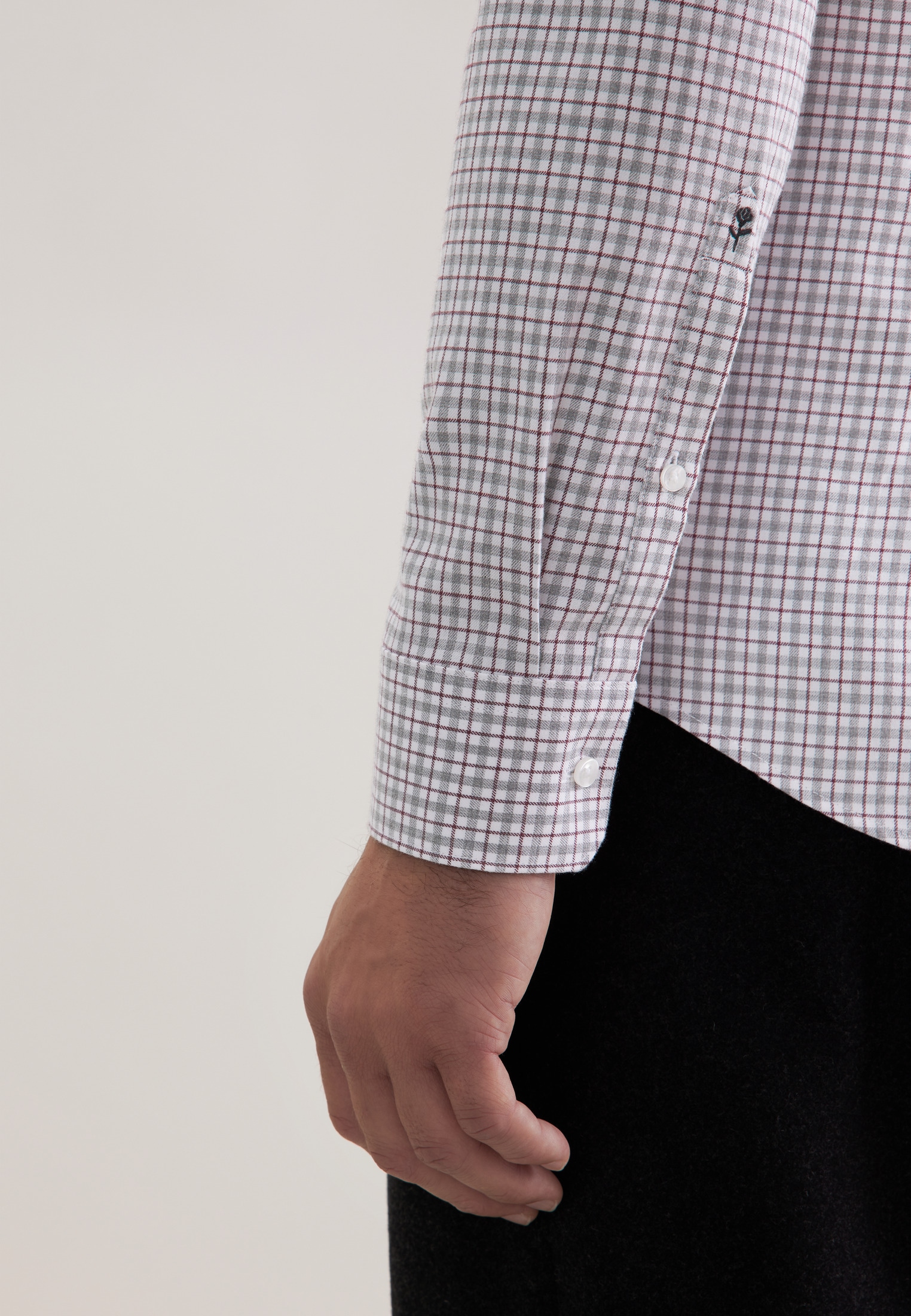 seidensticker Chemise en flanelle »Schwarze Rose« Slim 1/1 Button-Down-Kragen Karo