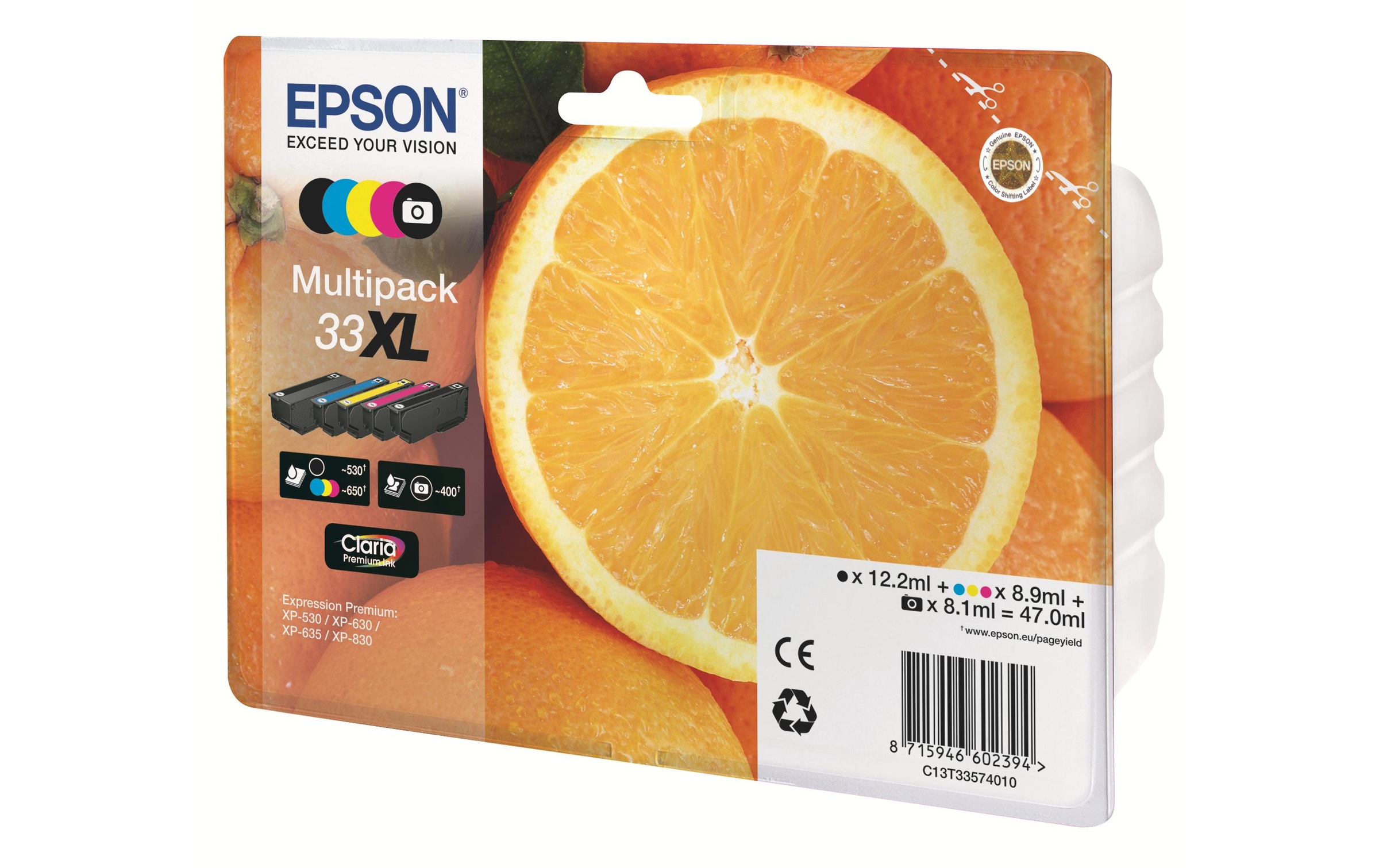 Epson Tintenpatrone »Nr. 33XL / C13T33574011 BK, BK Photo, C, M, Y«, (5 St.)