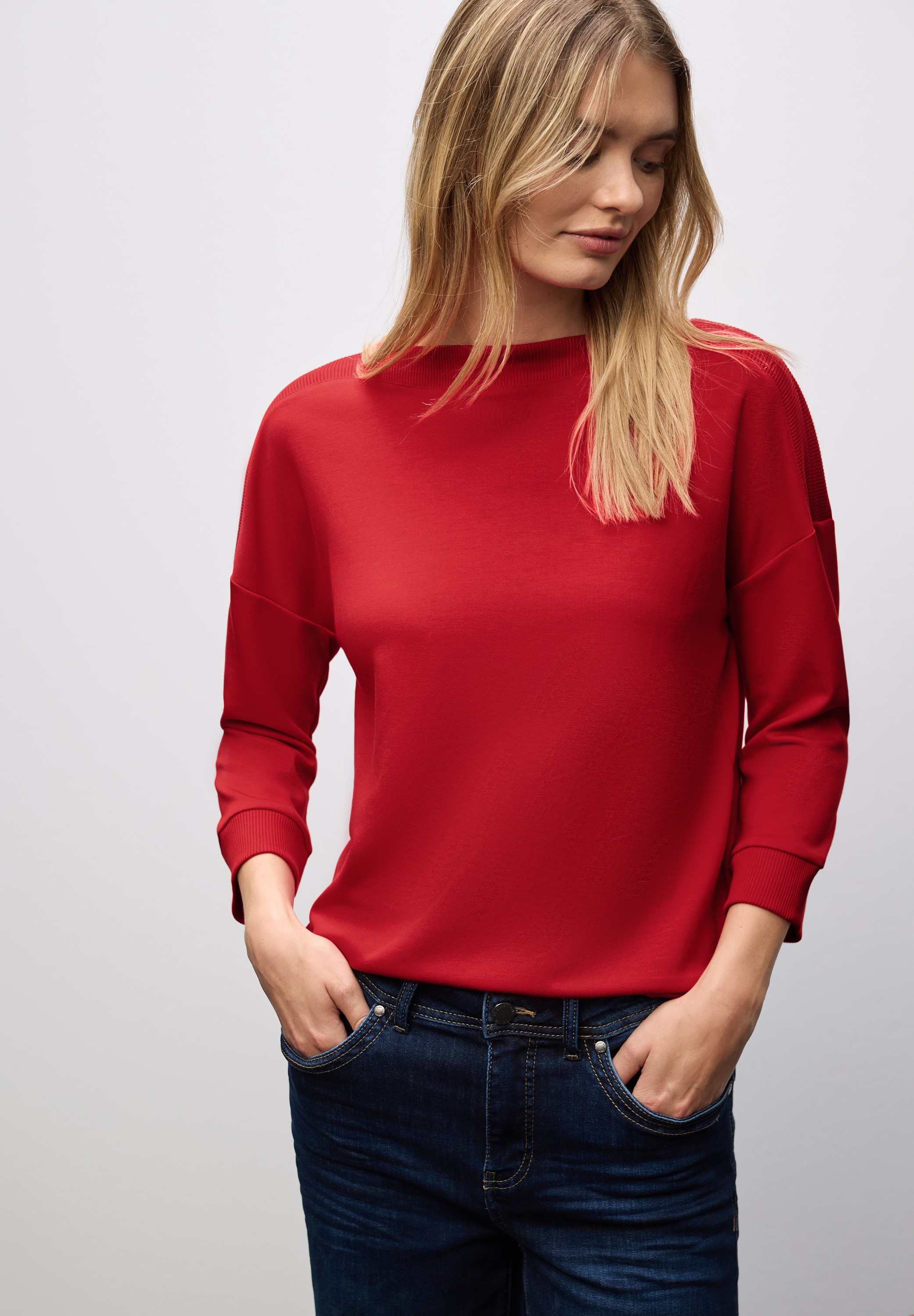Image of STREET ONE 3/4-Arm-Shirt Strick-Shirt mit U-Boot-Ausschnitt