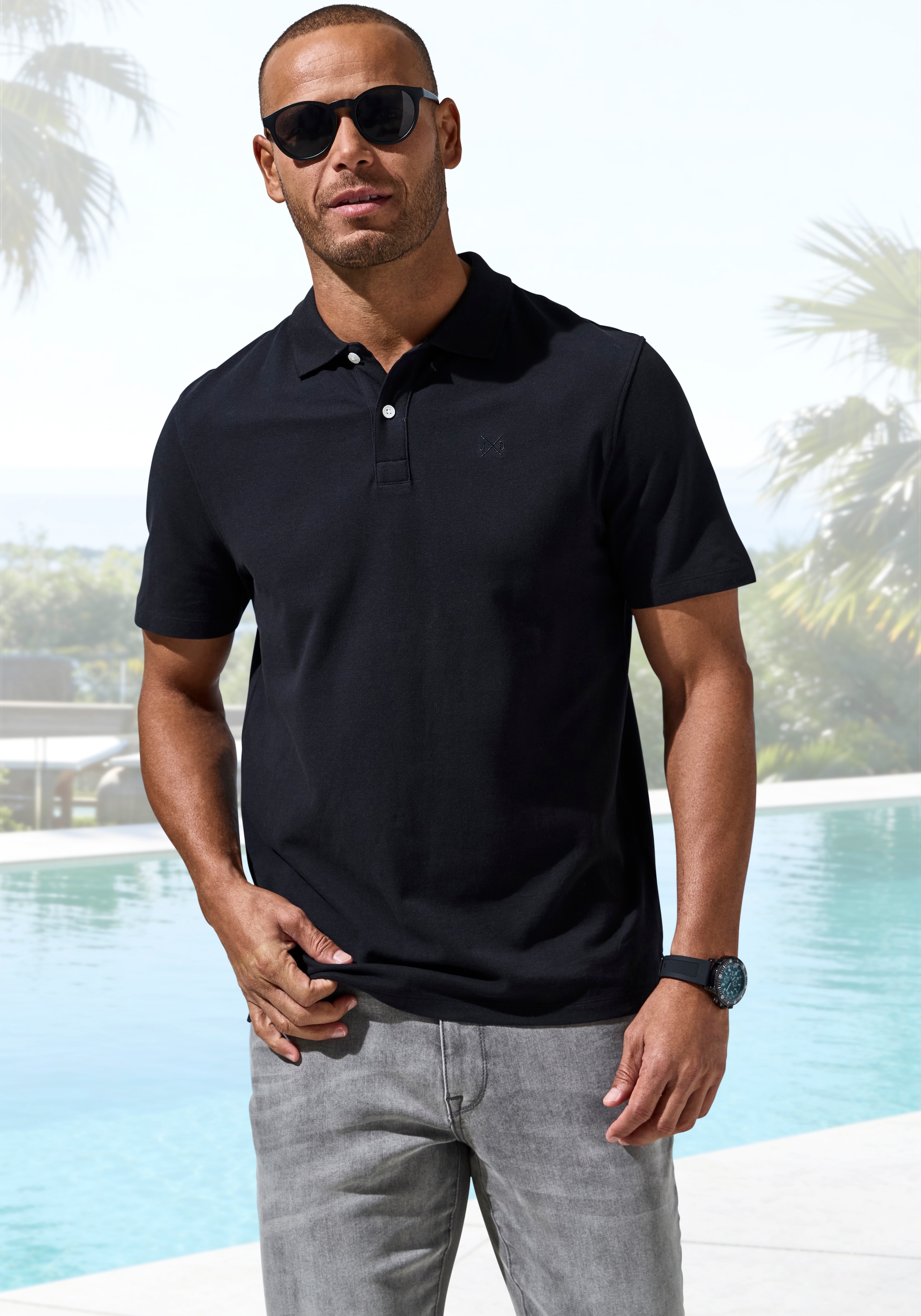 John Devin Polo im-2er-Pack, 2 mit dezenter- hochwertiger Logostickerei - 2er-Sparpack