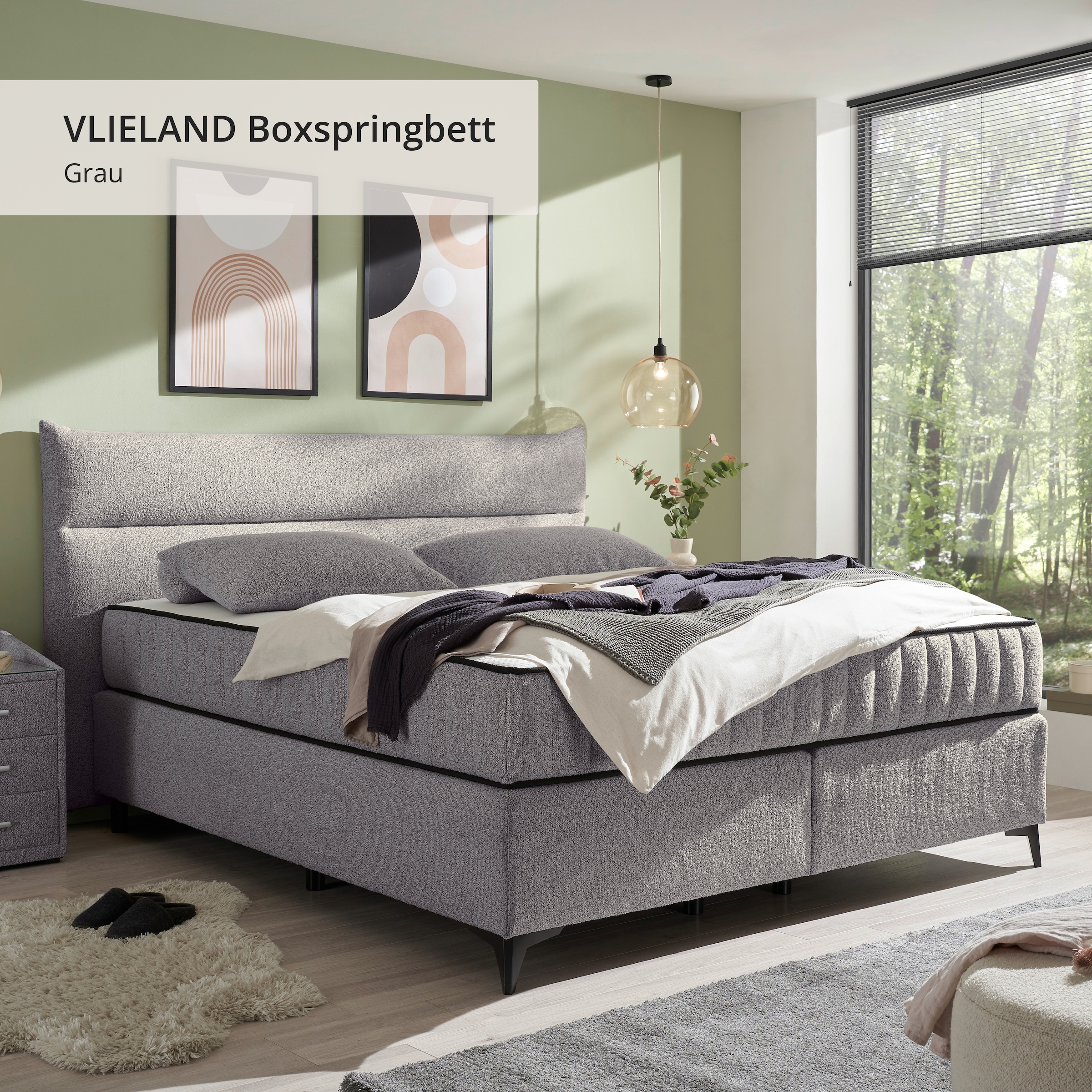 ED EXCITING DESIGN Boxspringbett »Vlieland« Premium 9-Zonen-Tonnentaschenfederkern Duo-Matratze mit Kokosmatte