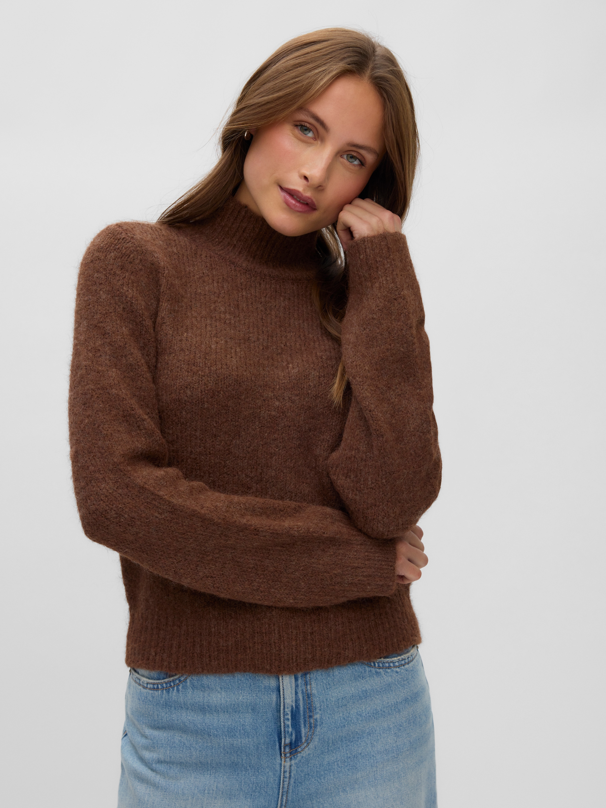 Image of Vero Moda Strickpullover "VMBERRY LS HIGHNECK PULLOVER NOOS" Materialmix