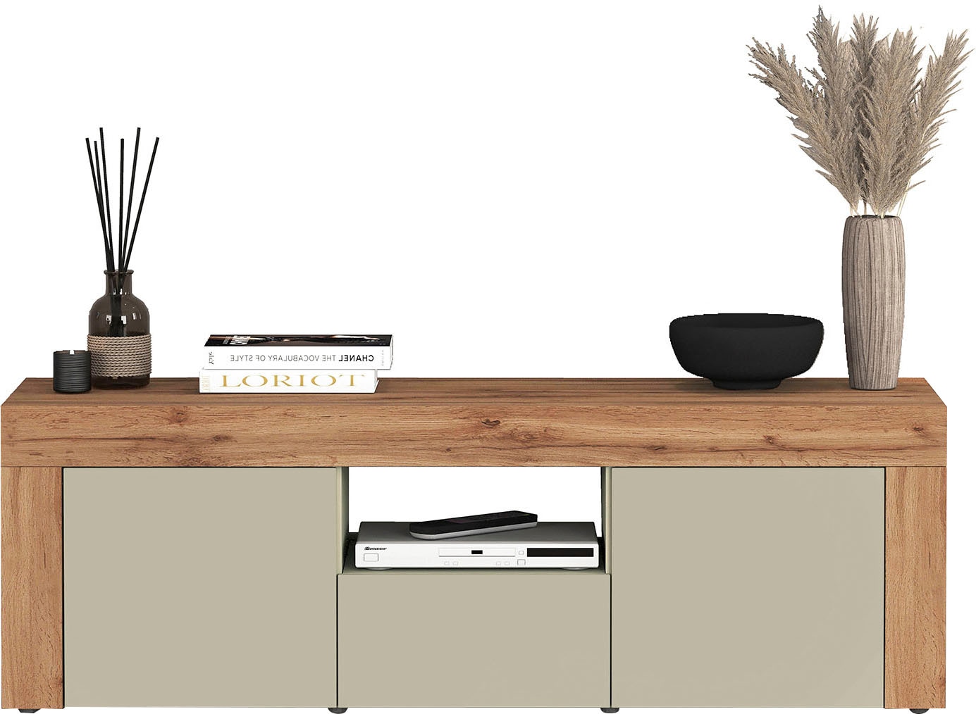 INOSIGN Lowboard »CHRONOS Breite 155 cm mit 2 Türen, 1 Schublade,1 offenes Fach«, (1 St.), TV-Board, Sideboard niedrig, Grifflos mit Push to Open 'Made in Italy'