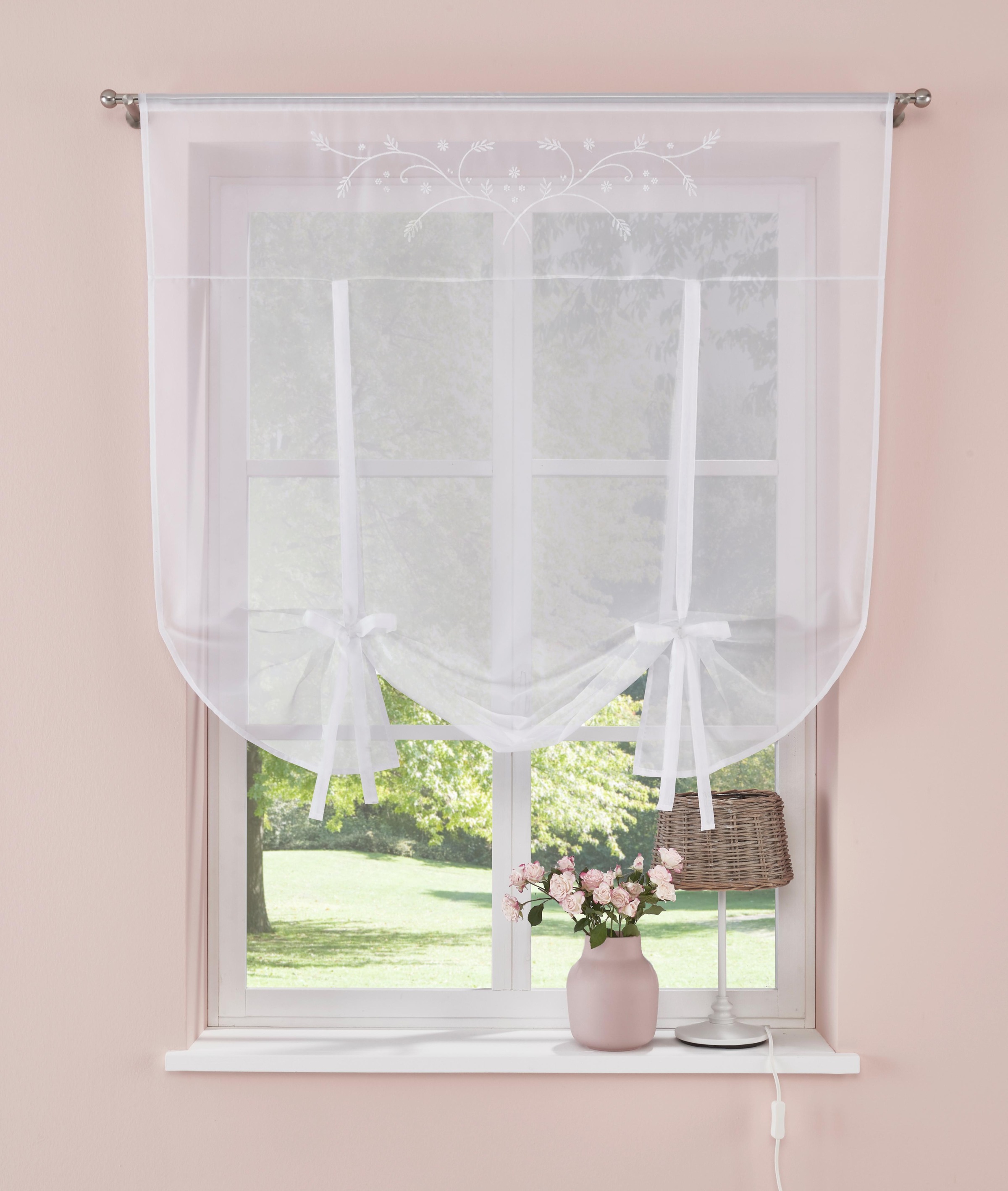 Image of GOODproduct Gardine "Lulu" Stangendurchzug 1 Stk. tlg. transparent, Voile mit Stickerei