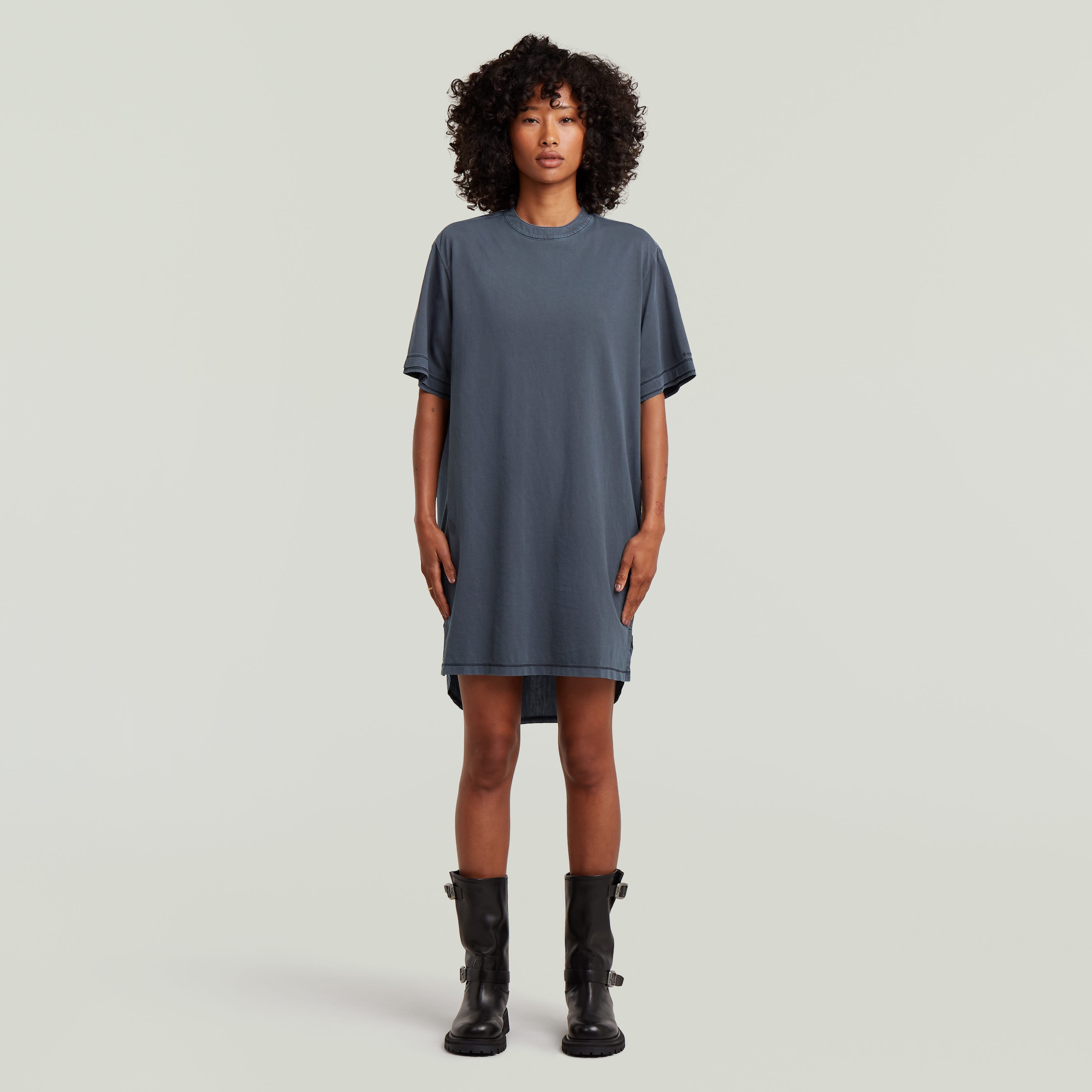 Image of G-STAR Jerseykleid "Woven Mix Washed Jersey Dress Wmn" mit Webdetails, Knopfverschluss