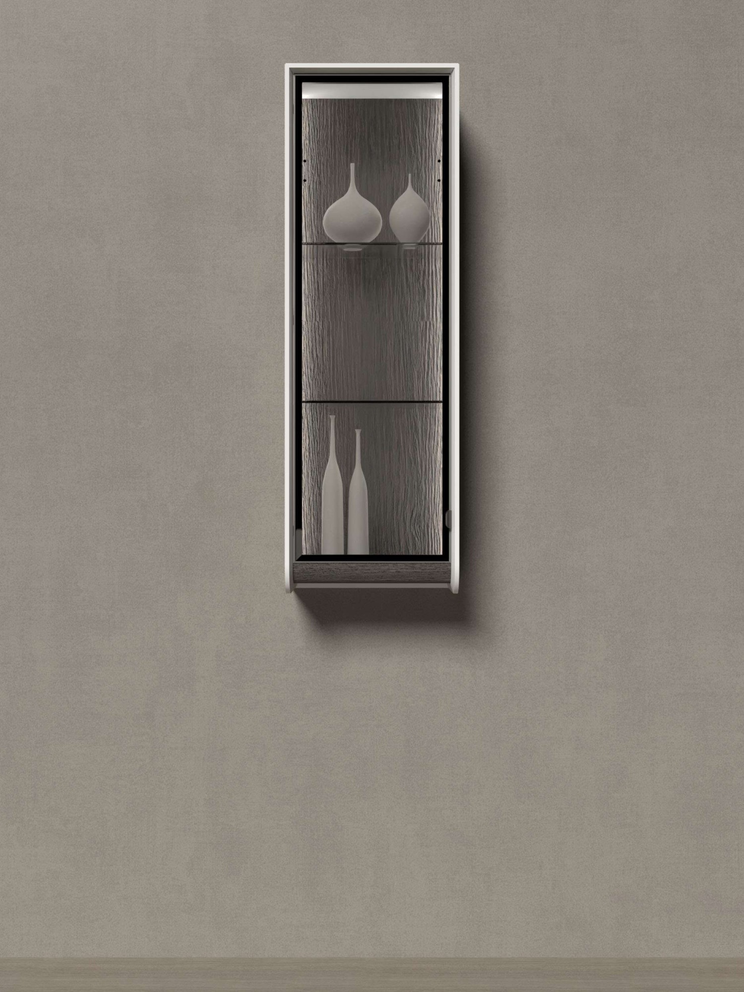Image of GOODproduct Hängevitrine "Soffy Wandschrank, Schwebendes Design für modernen Wohnraum" UV lackiert, Soft Close Funktion, Wandmontage, Metallgriff
