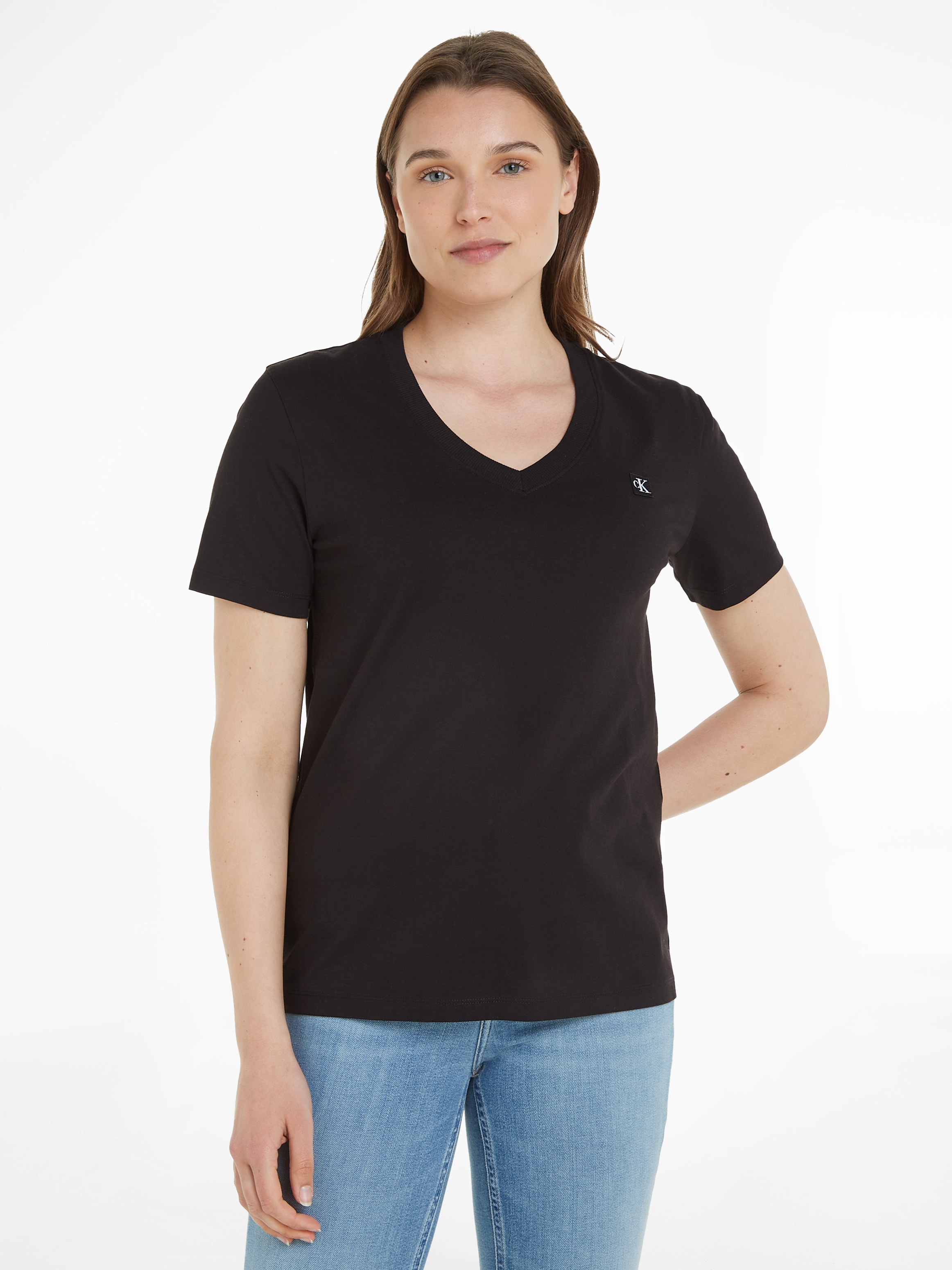 Calvin Klein Jeans T-Shirt »CK EMBRO BADGE V-NECK TEE«, mit Logomarkenlabel im Sale-Calvin Klein 1