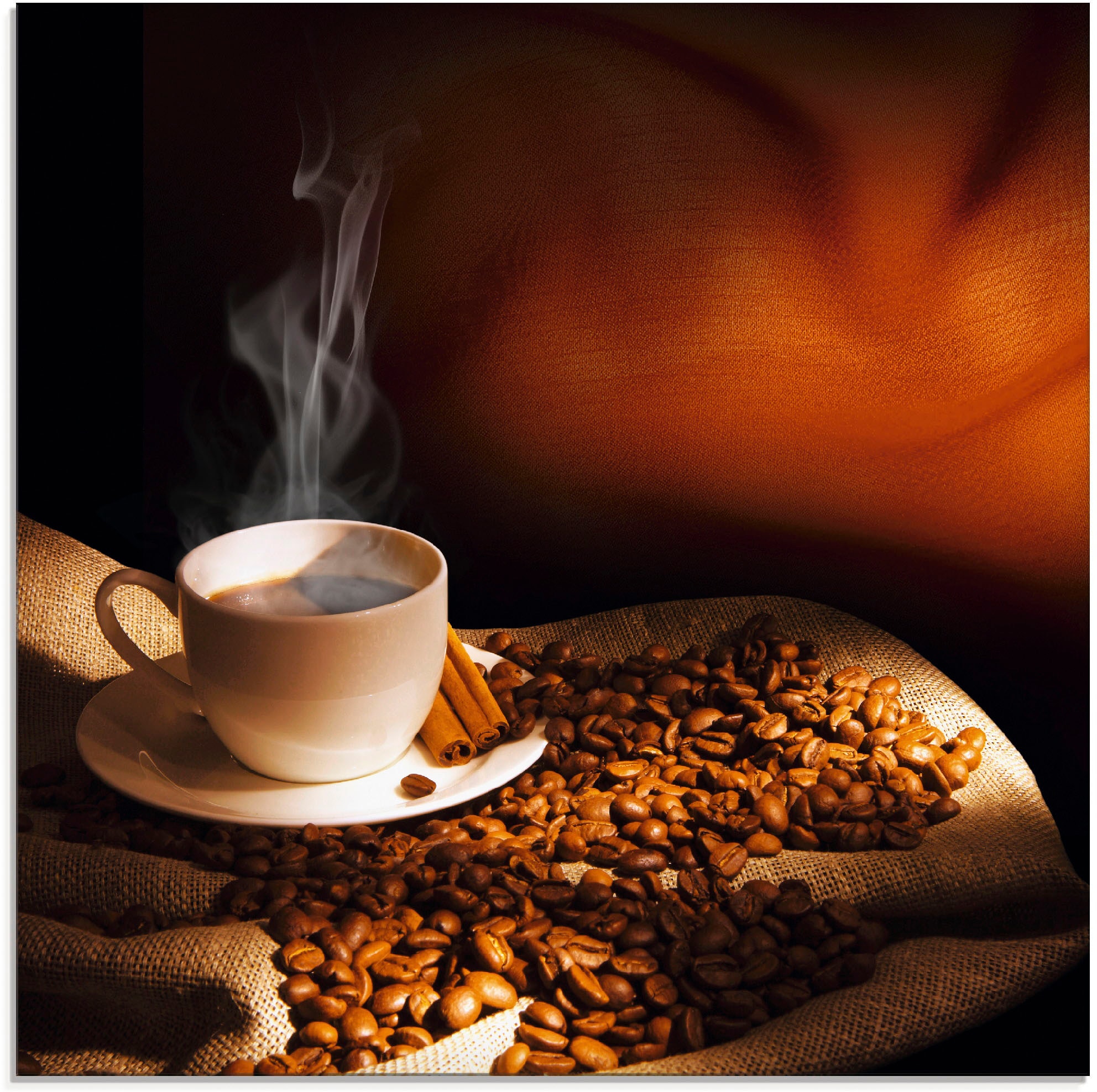Glasbild »Dampfende Tasse Kaffee«, Getränke, (1 St.), in verschiedenen Grössen