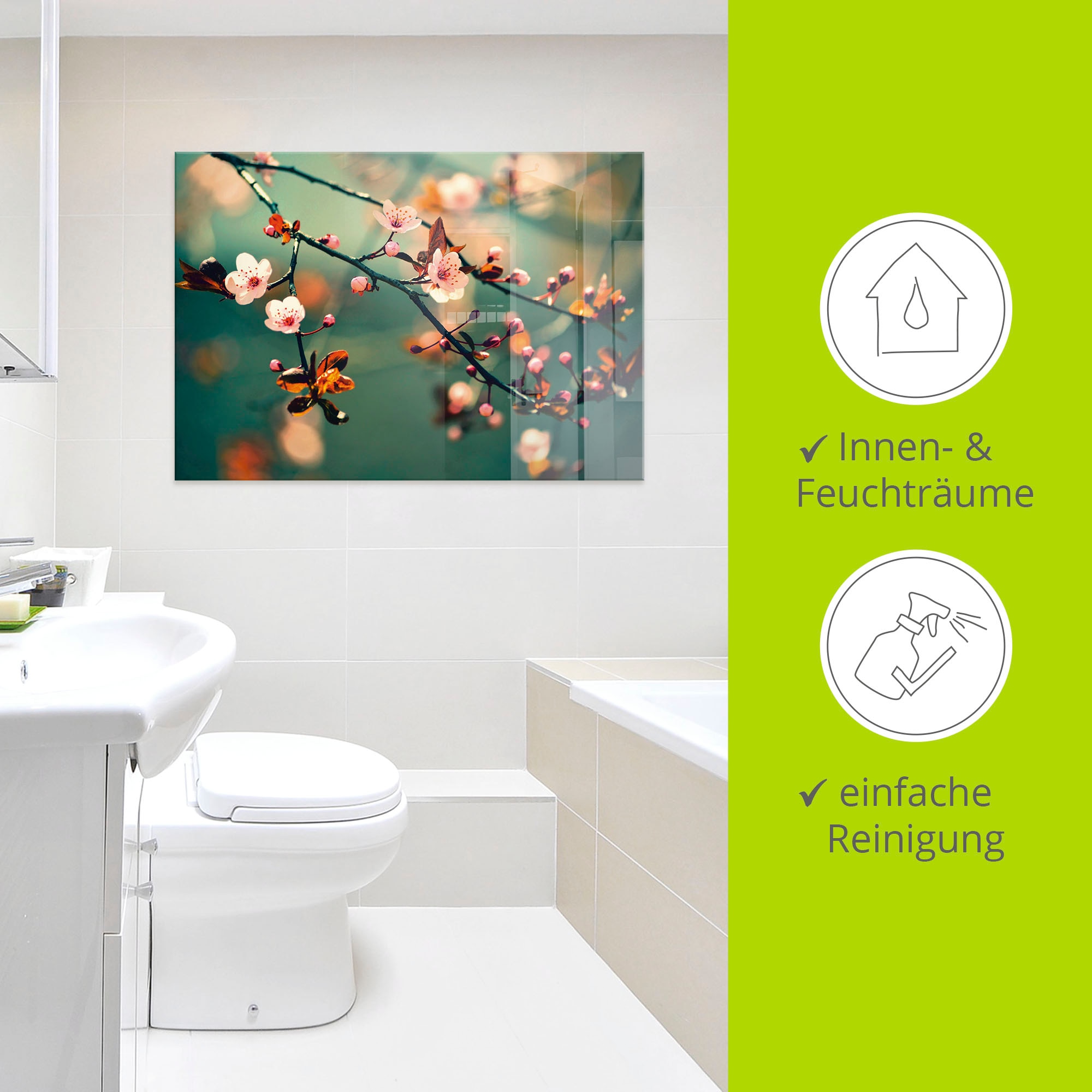 Artland Glasbild »Japanische Kirsch Sakura Blumen«, Blumen, (1 St.), in verschiedenen Grössen