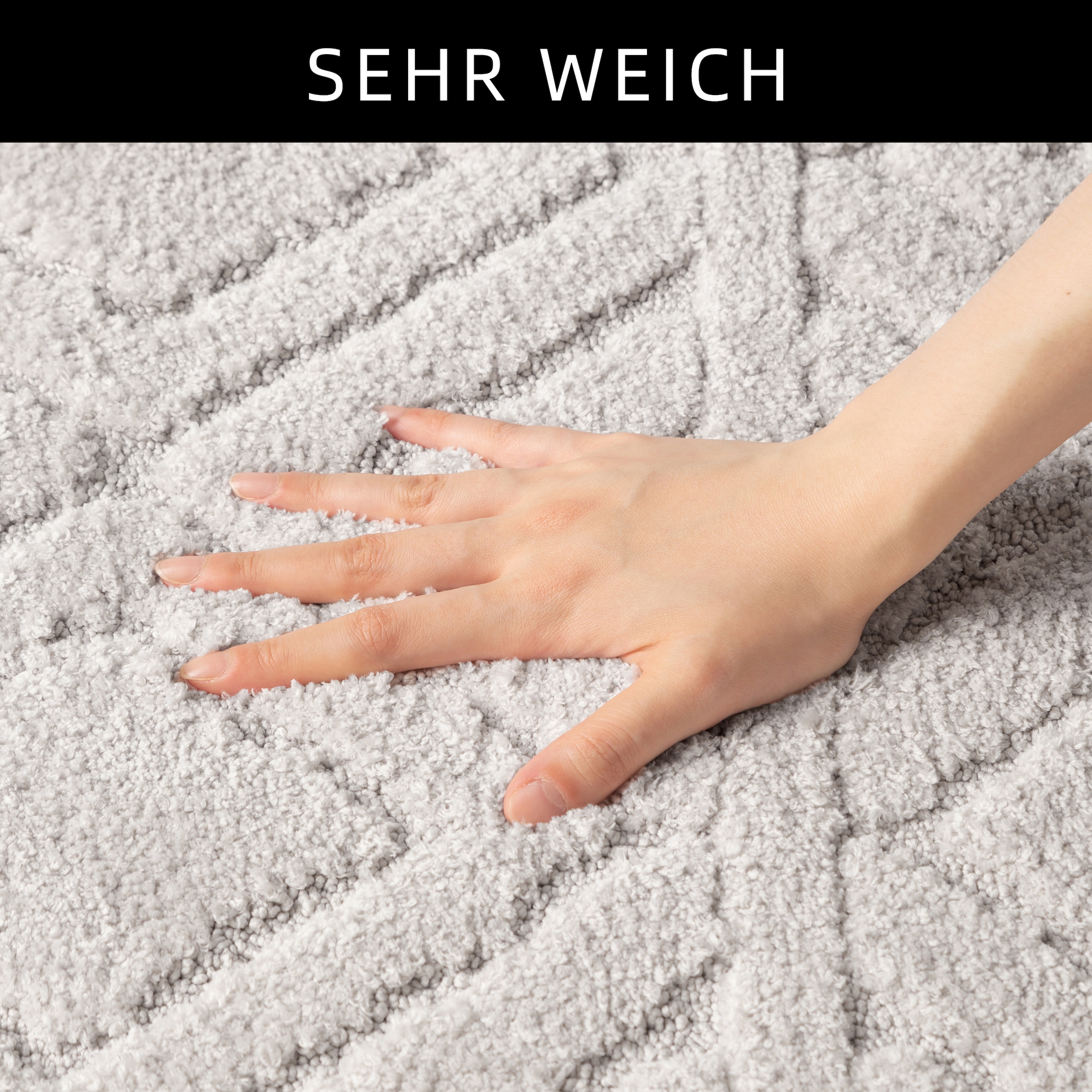 my home Badematte »Louvres, Badvorleger, Badezimmer Teppich, Duschvorleger«, rutschhemmend beschichtet, schnell trocknend, Badteppich, Uni Farben, Hoch-Tief Effekt, Boho-Style