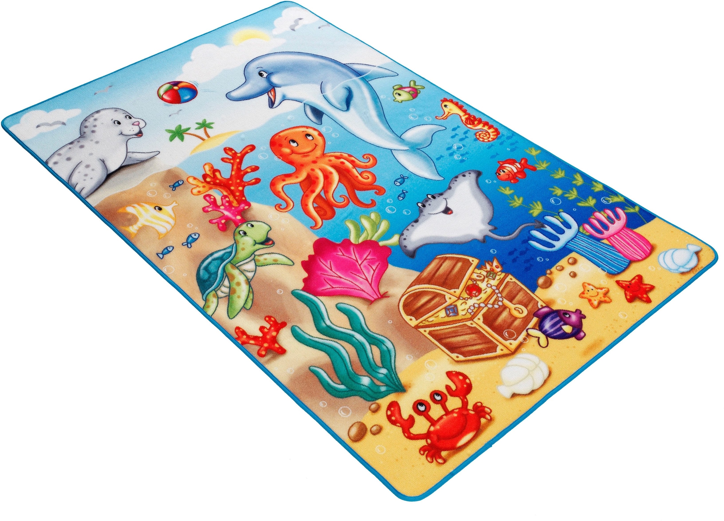 Böing Carpet Kinderteppich »Lovely Kids LK-7«, rechteckig, Motiv Tiere im Meer, Kinderzimmer