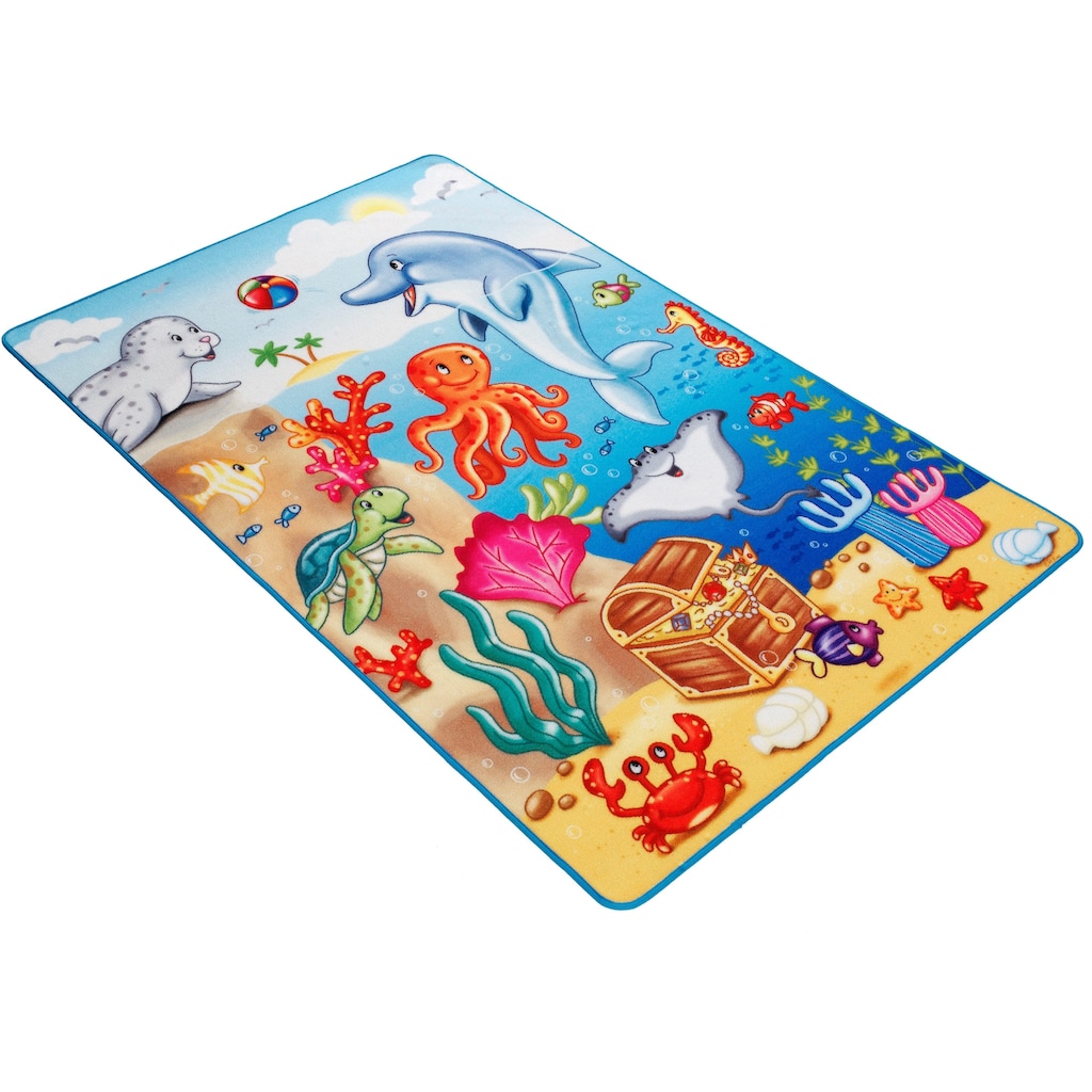 Böing Carpet Kinderteppich »Lovely Kids LK-7«, rechteckig, Motiv Tiere im Meer, Kinderzimmer