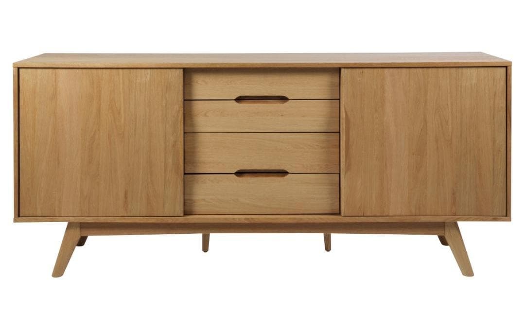 Marte Two-Door Sideboard with Four Drawers and Four Closed Compartments - Oak, Oak