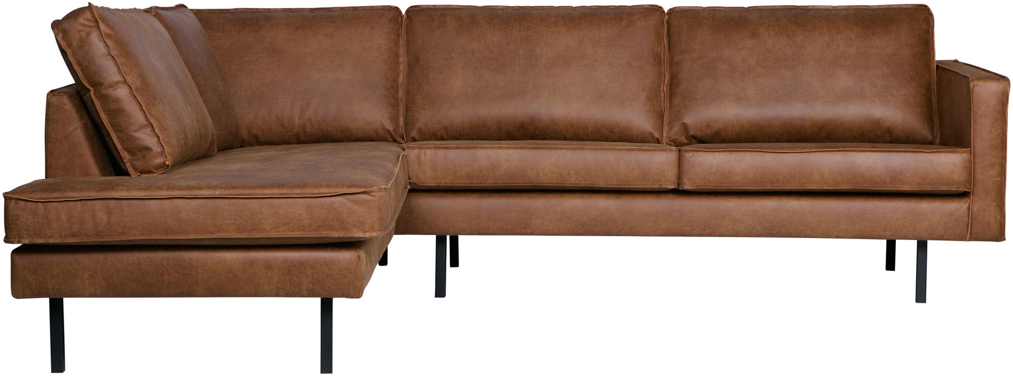 Image of WOOOD Ecksofa "Rodeo Recycling-Lederfaser-Verbundstoff H 85 x B 266 x T 213/86 cm" Tragkraft 250 kg, Gute Verschleissfestigkeit, Metallbeine, pfleigleicht