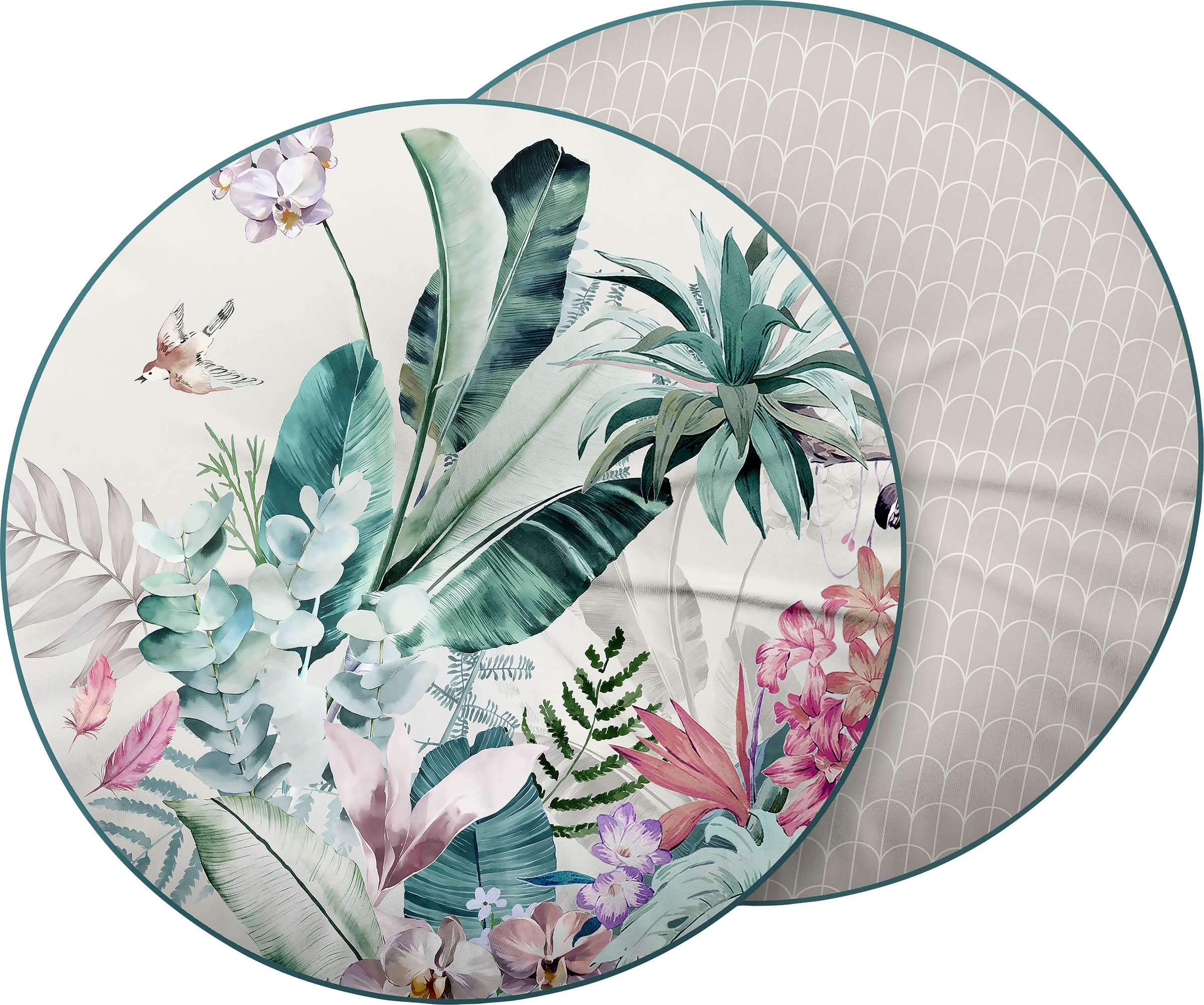 Image of Descanso Dekokissen »Verdi«, (1 St., 1 55 cm rund Dekokissen-Mit Biese), mit Biese bei Ackermann Versand Schweiz