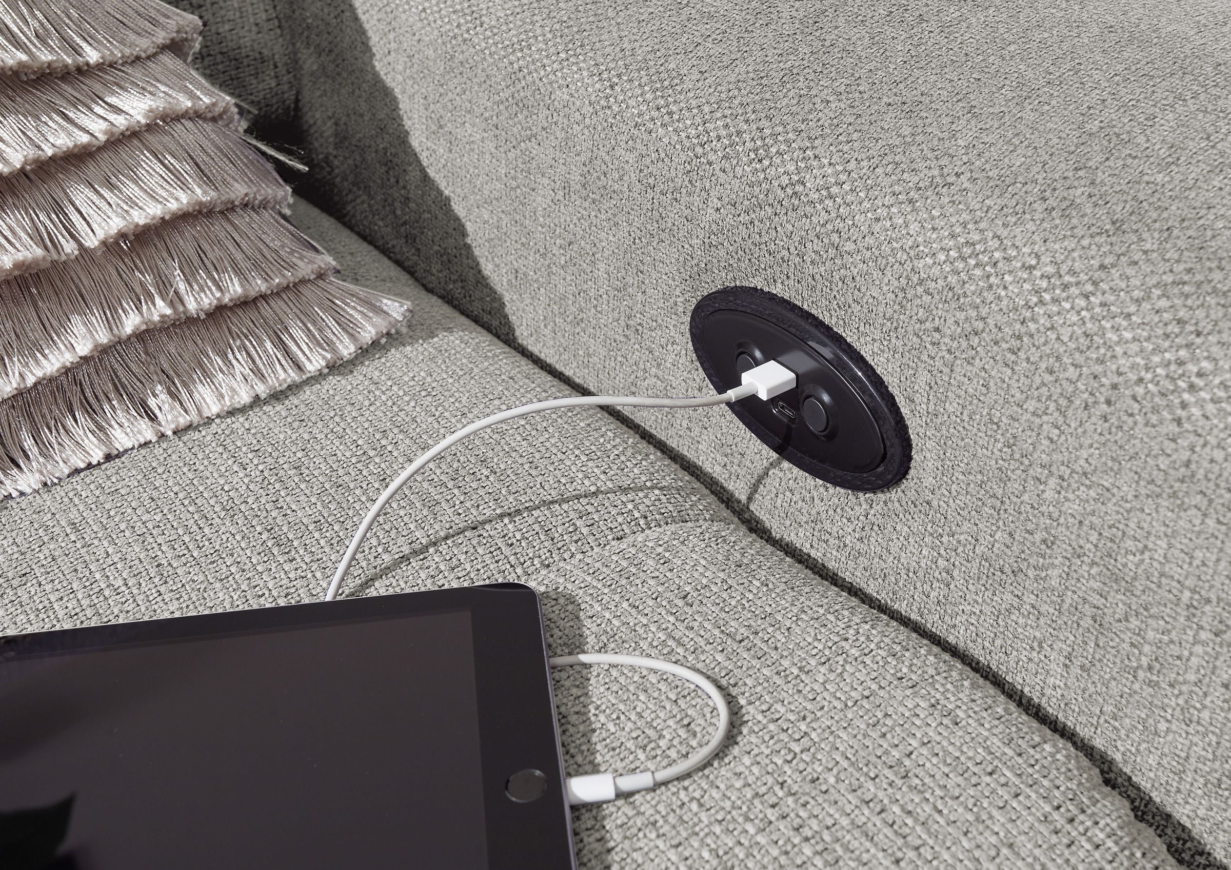 ED EXCITING DESIGN Canapé d'angle »Rockdale L-Form mit Bettfunktion, Bettkasten« Kopfteilverstellung, Sitztiefenverstellung & USB-Port