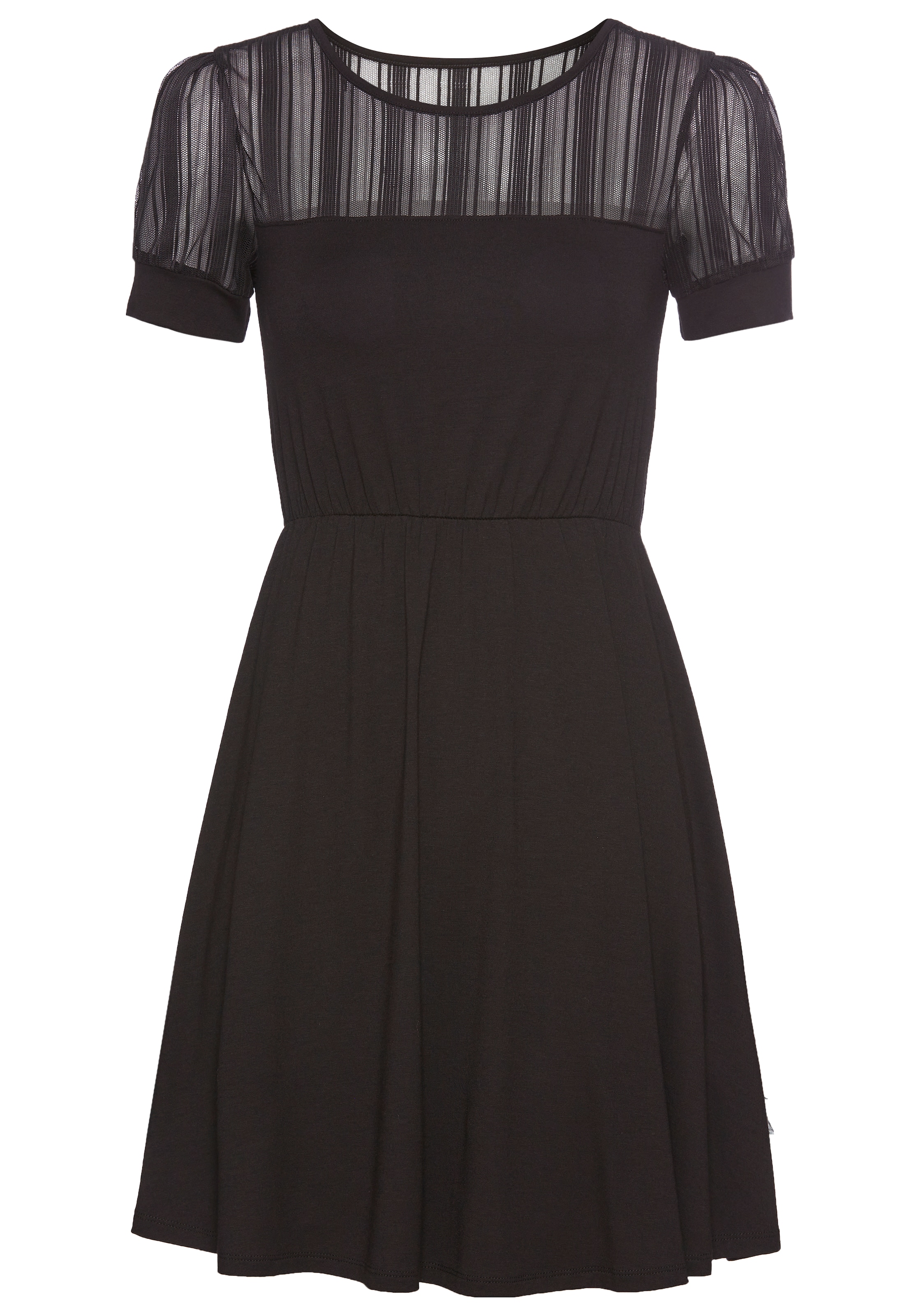 Laura Scott Sommerkleid, mit gestreiften Mesh-Einsatz & elastischem Bund