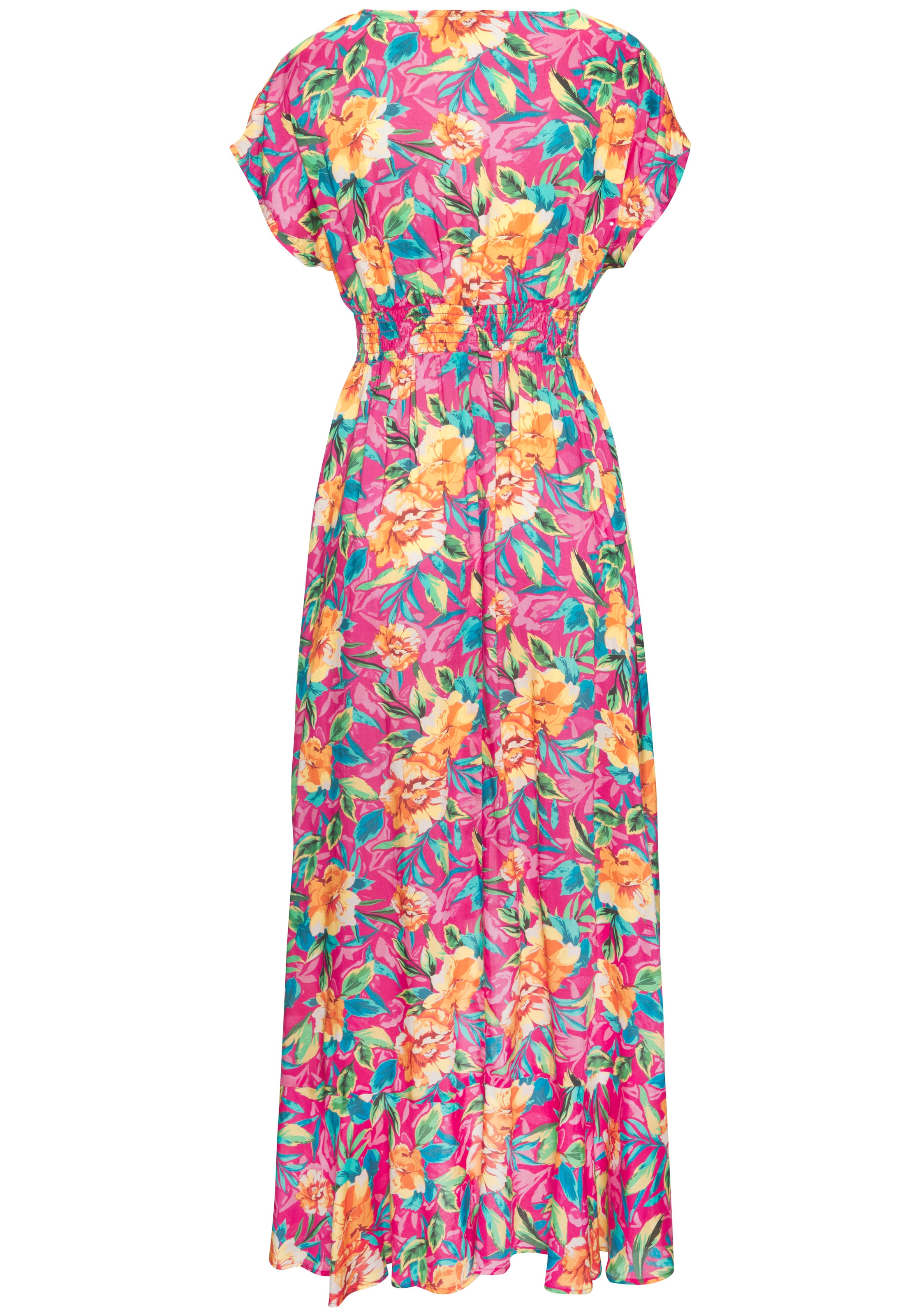 LASCANA Strandkleid im Kimono-Style zum Binden, Kurzarm, Alloverprint, sommerlich