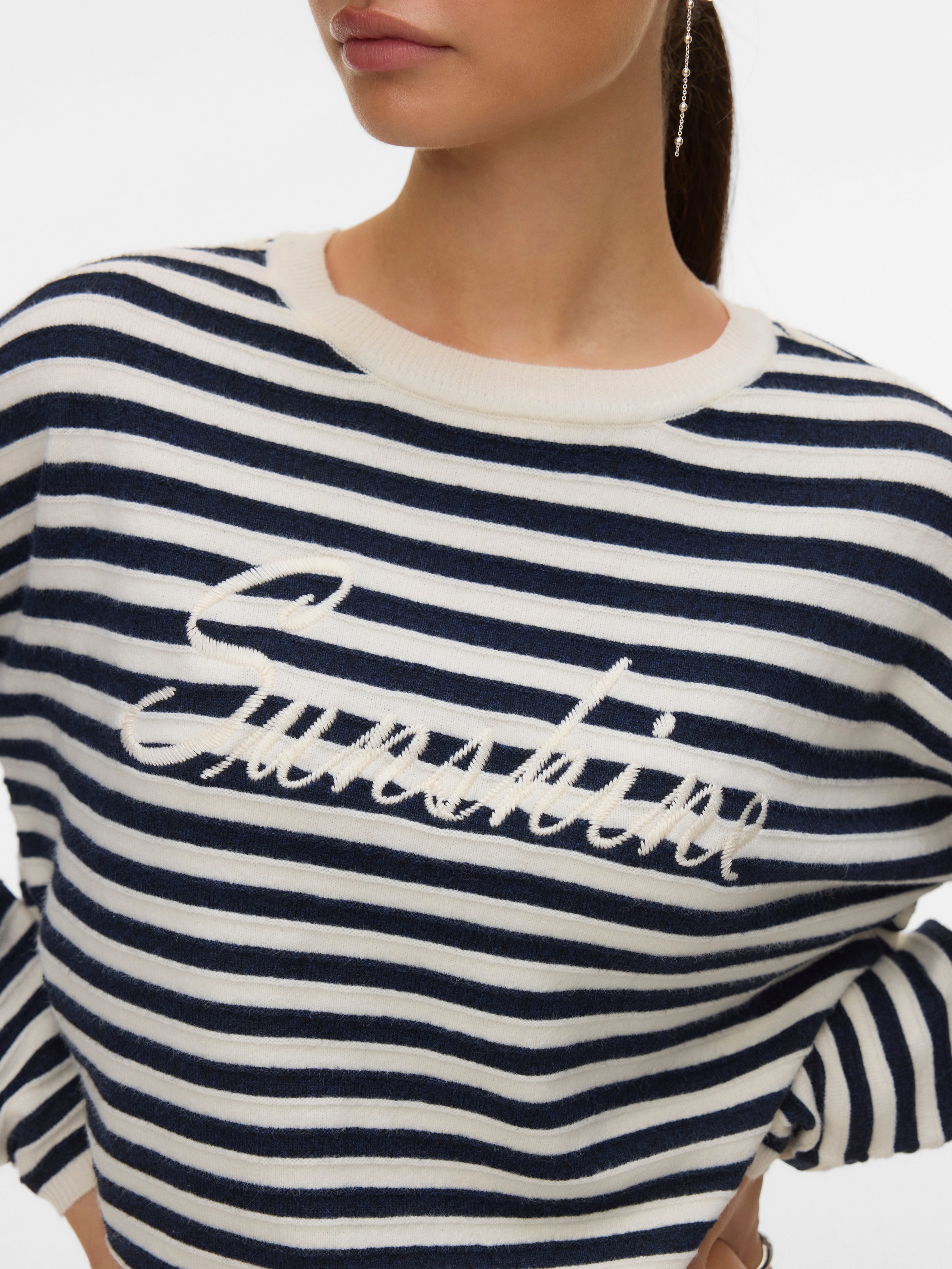 Vero Moda Strickpullover »VMAPPLE LS O-NECK PULLOVER BOO« mit trendigem "Sunshine" Schriftzug